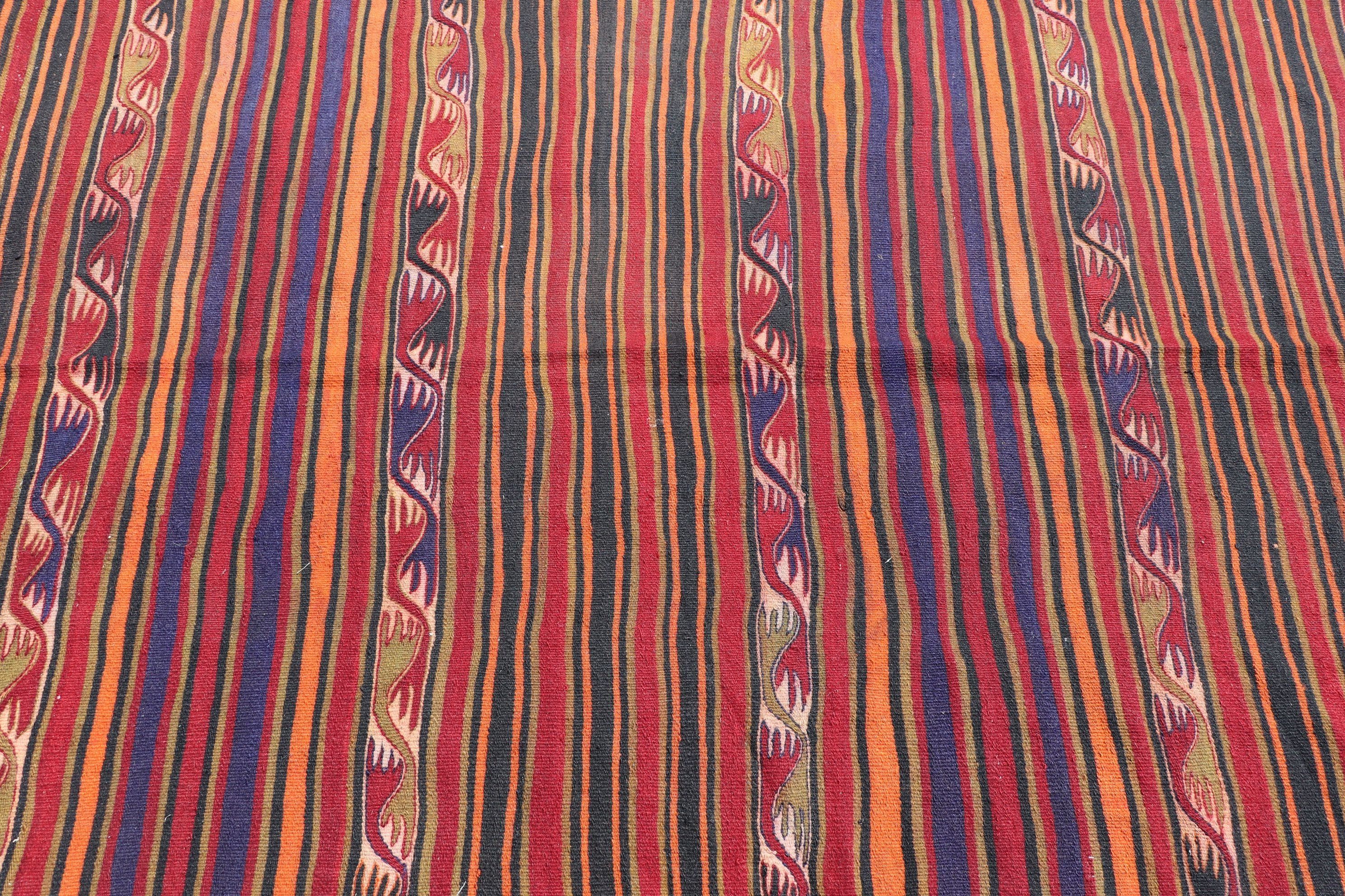 Yün Halı, Kilim, Koridor Halısı, Türk Halıları, Soyut Halılar, Vintage Halı, Kırmızı 4.3x11.5 ft Yolluk Halısı, Antika Halı, Mutfak Halısı