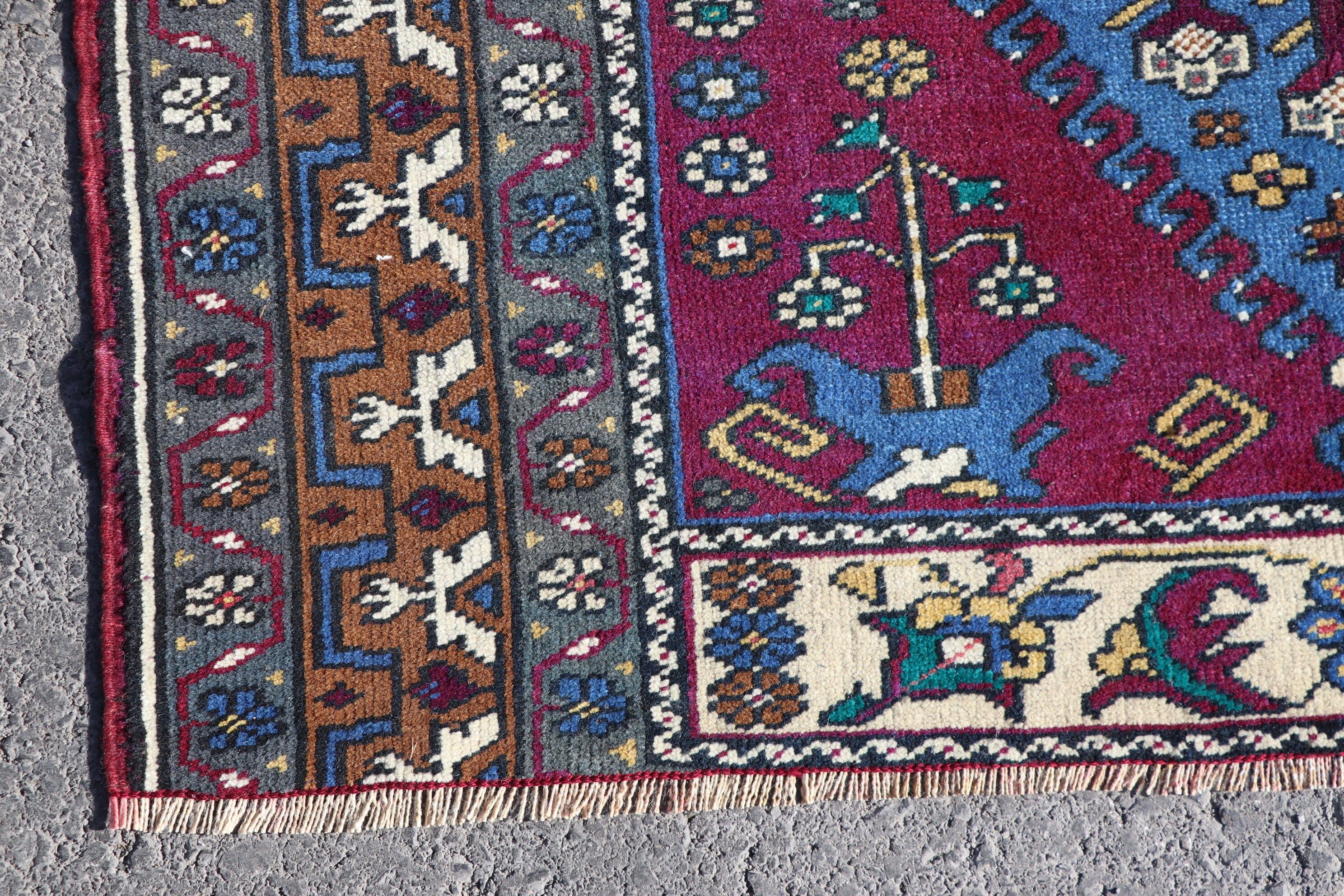 Turkish Rug, Home Decor Rugs, Blue Home Decor Rugs, Vintage Rugs, Bedroom Rug, 3.7x4.5 ft Accent Rug, Nursery Rug, Rugs for Bedroom