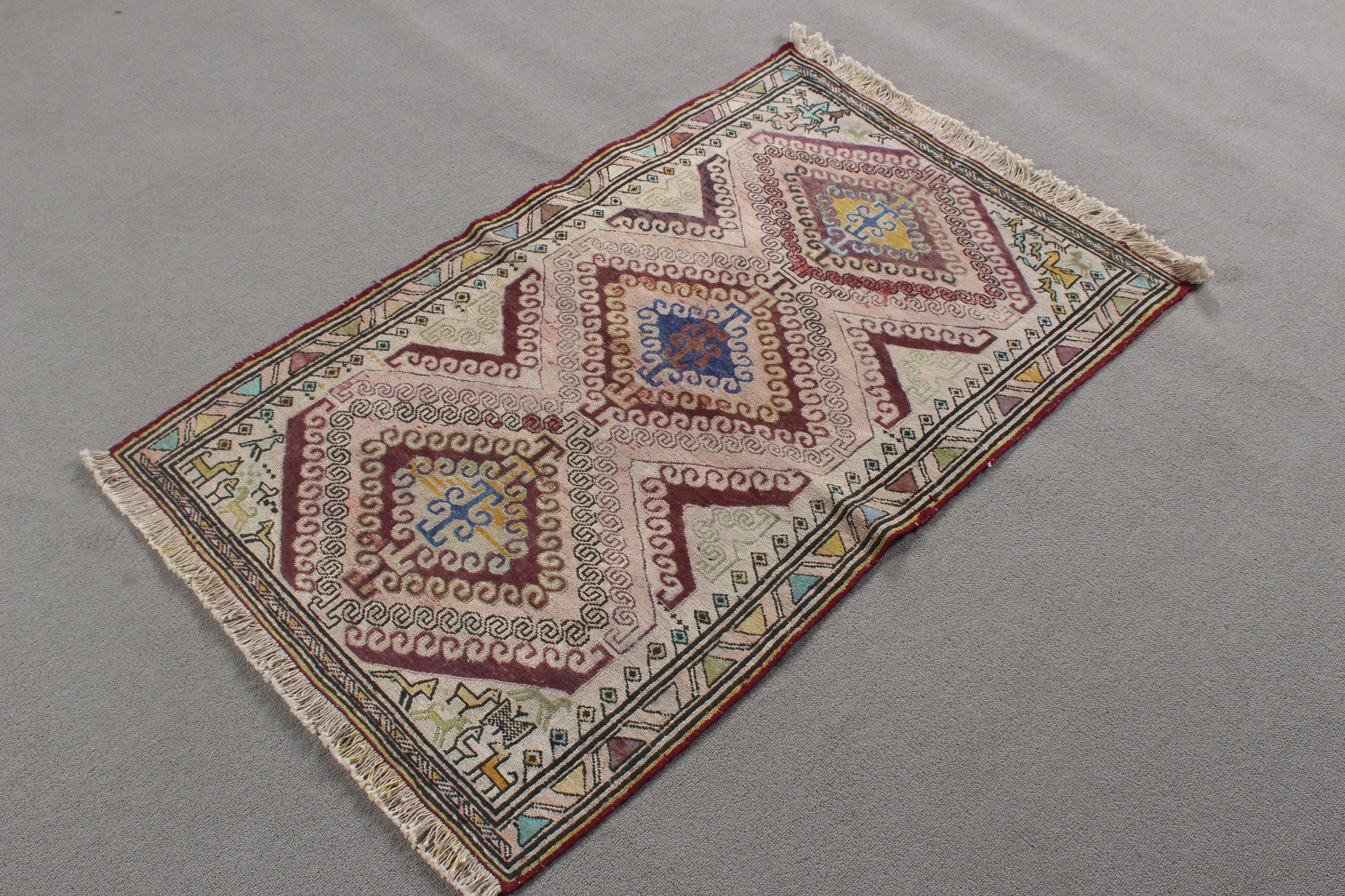 2.4x3.8 ft Küçük Halılar, Bej Mutfak Halısı, Lüks Halı, Türk Halısı, Geometrik Halılar, Kilim, Araba Paspas Halısı, Çocuk Halıları, Vintage Halılar