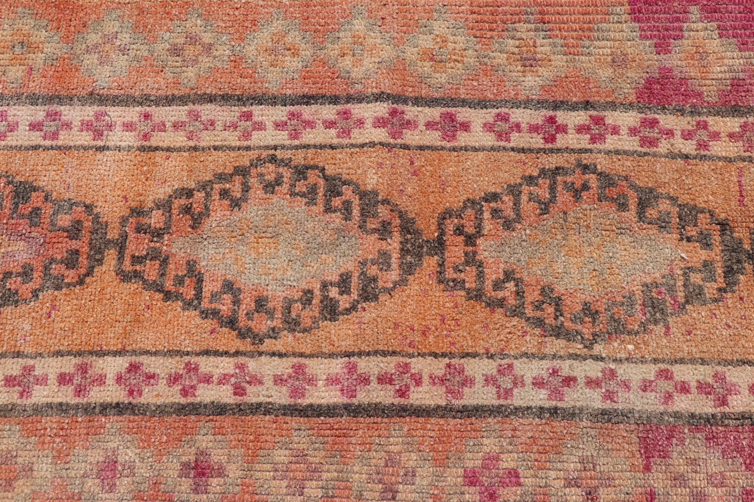 2.4x11.4 ft Runner Rug, Turkish Rugs, Vintage Rugs, Oriental Rug, Orange Anatolian Rugs, Wool Rugs, Hallway Rug, Natural Rugs, Corridor Rug