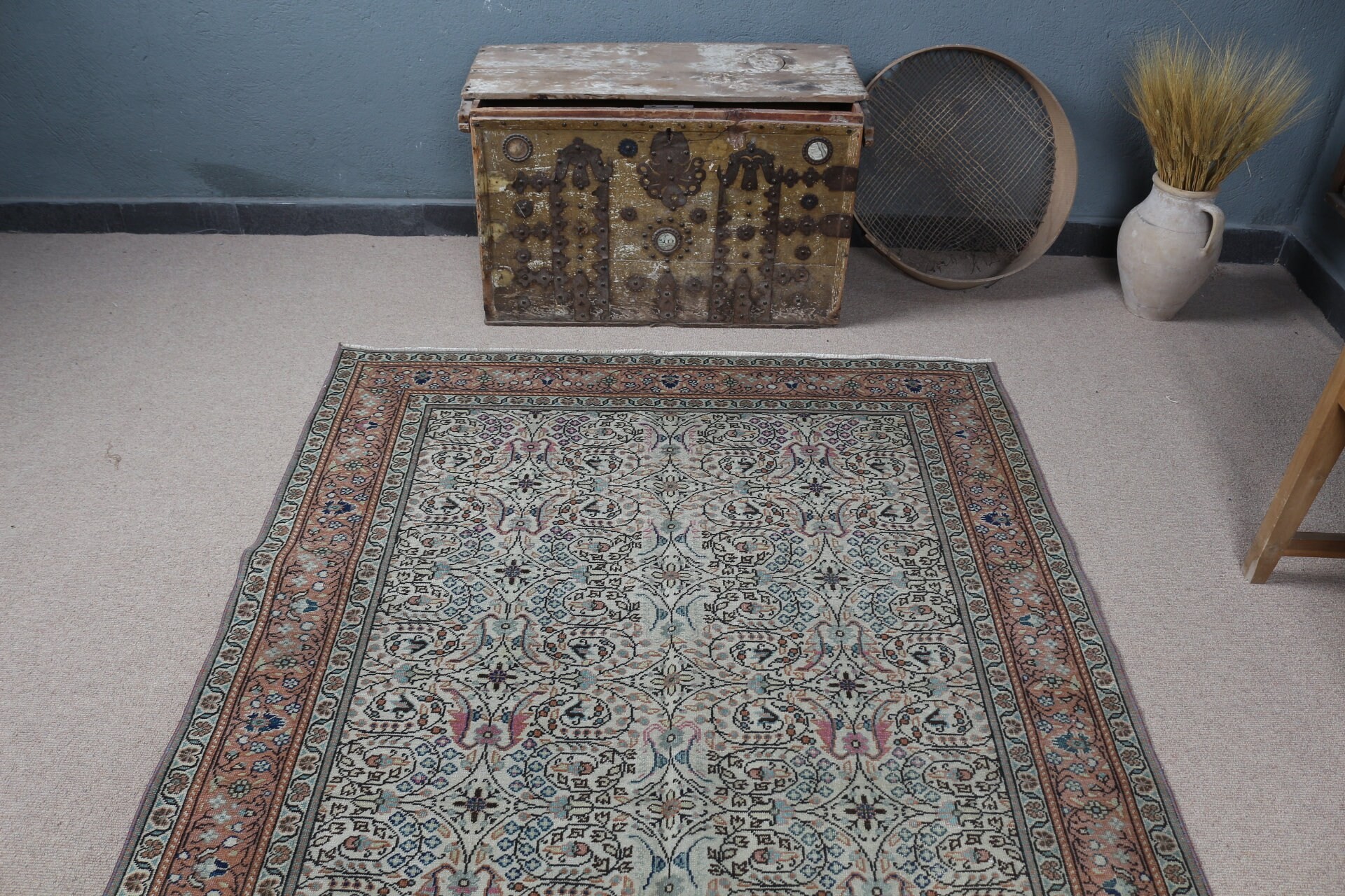 Mutfak Halısı, Vintage Dekor Halısı, Vintage Halılar, Havalı Halılar, Türk Halısı, Fas Halıları, Çocuk Halıları, 4.8x7 ft Alan Halıları, Yeşil Oryantal Halı