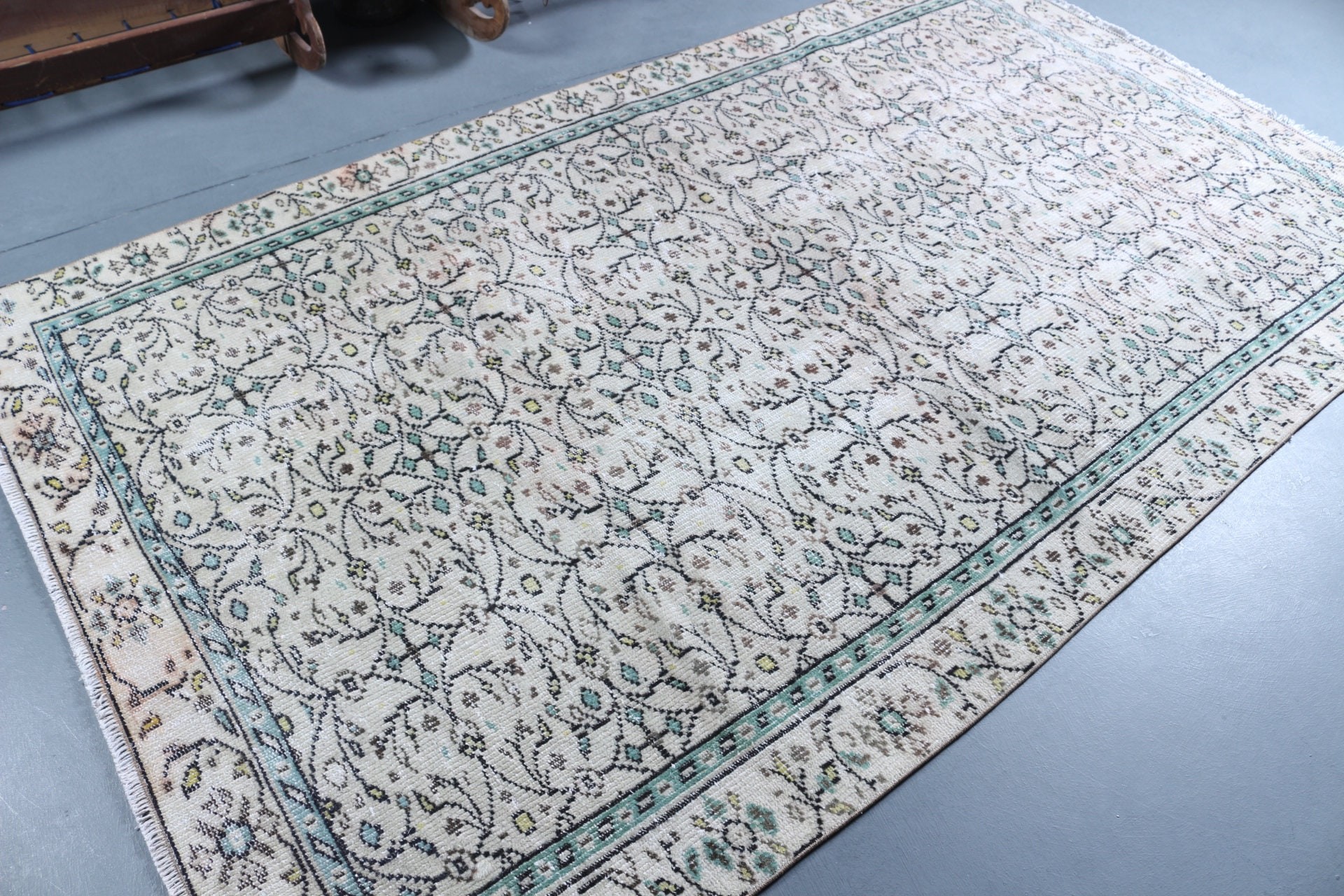 Salon Halısı, Oturma Odası Halıları, Türk Halısı, Mutfak Halısı, Boho Halısı, Ev Dekor Halısı, 5.2x8.8 ft Büyük Halı, Vintage Halılar, Bej Ev Dekor Halısı