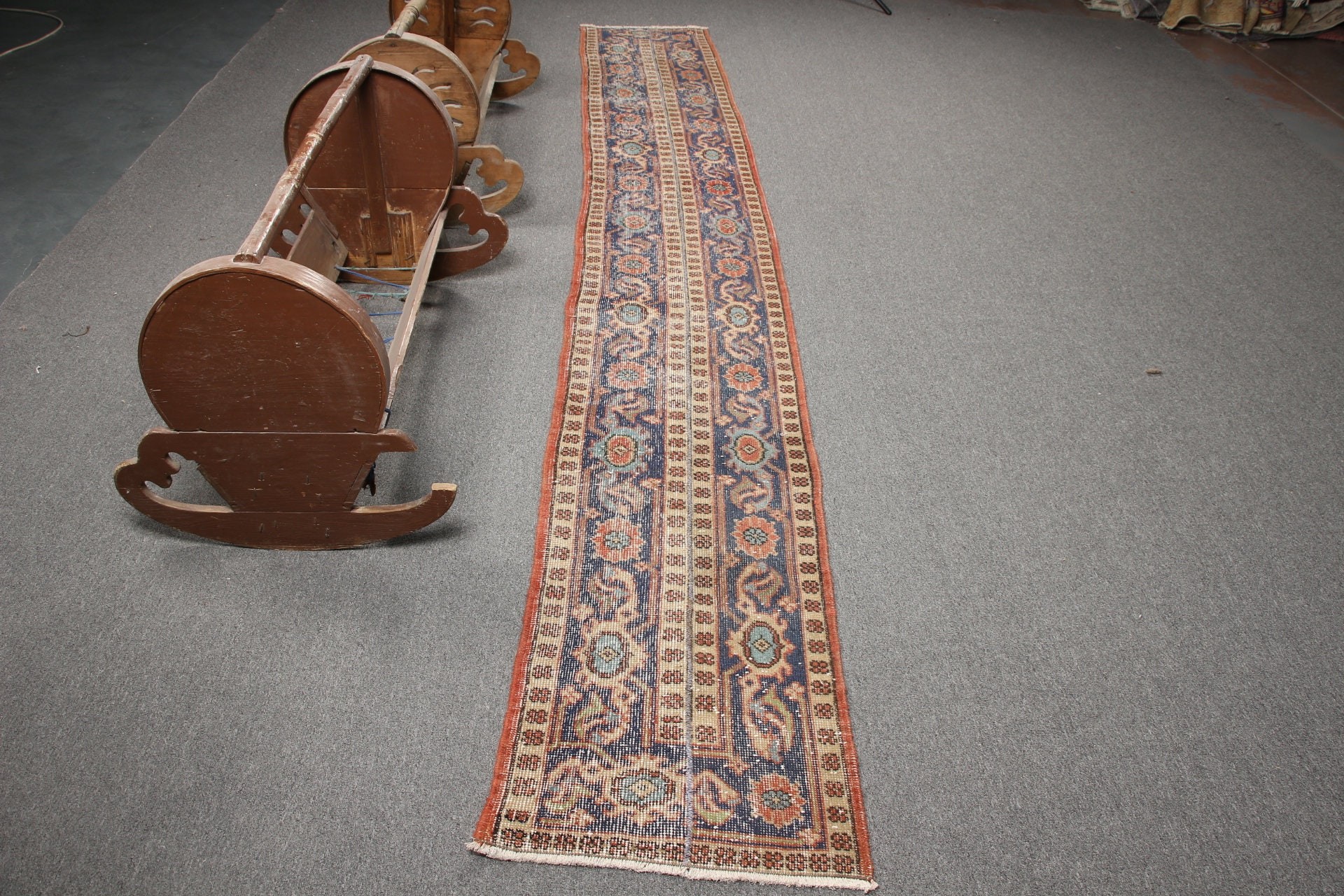 Corridor Rug, Home Decor Rug, Handmade Rug, 1.7x12.2 ft Runner Rugs, Vintage Rug, Blue Wool Rug, Anatolian Rug, Hallway Rug, Turkish Rug