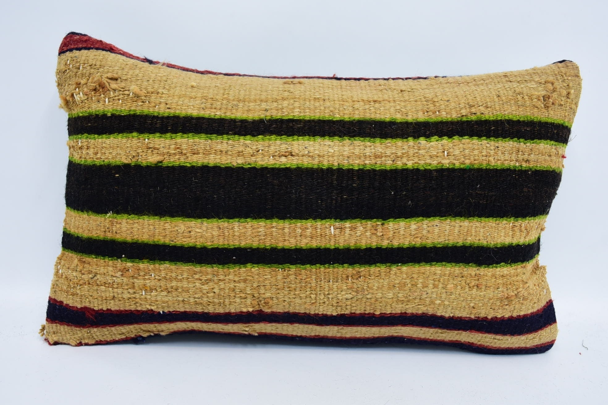 12"x20" Green Cushion Case, Southwestern Pillow Cover, Pillow for Sofa, Vintage Kilim Pillow, Interior Designer Pillow, Floor Pillow Case