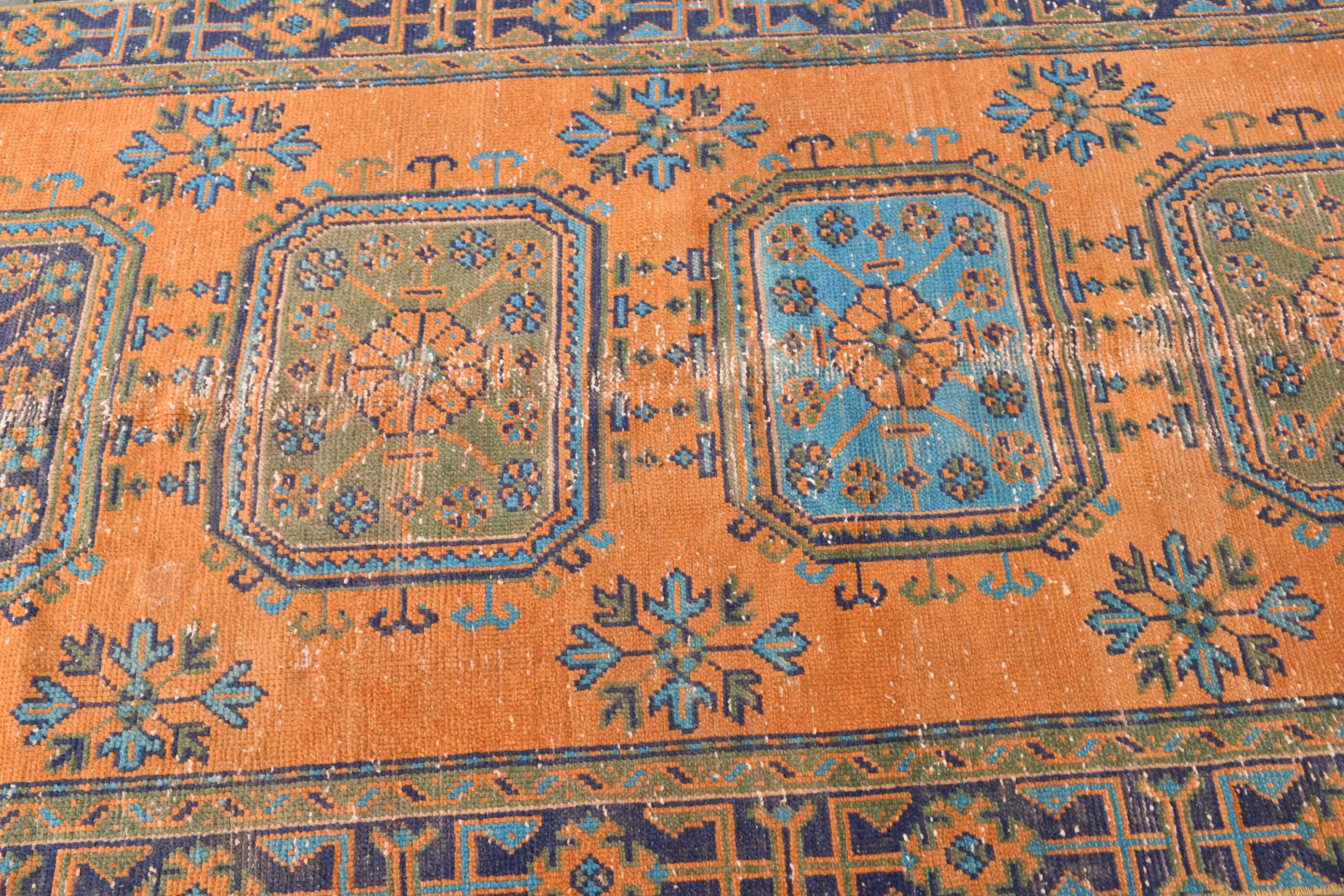 Turkish Rug, Vintage Rug, 3.9x10.1 ft Runner Rugs, Oriental Rug, Rugs for Corridor, Stair Rug, Orange Home Decor Rug