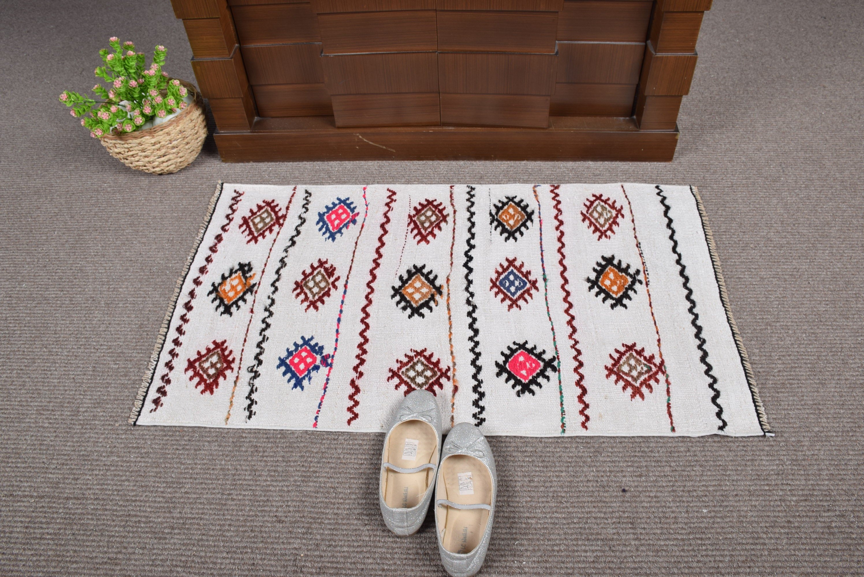 Türk Halısı, Banyo Halısı, Oushak Küçük Halı Halıları, Beyaz Yatak Odası Halısı, Havalı Halı, Vintage Halılar, Yatak Odası Halıları, Yer Halısı, 1.9x3.3 ft Küçük Halı