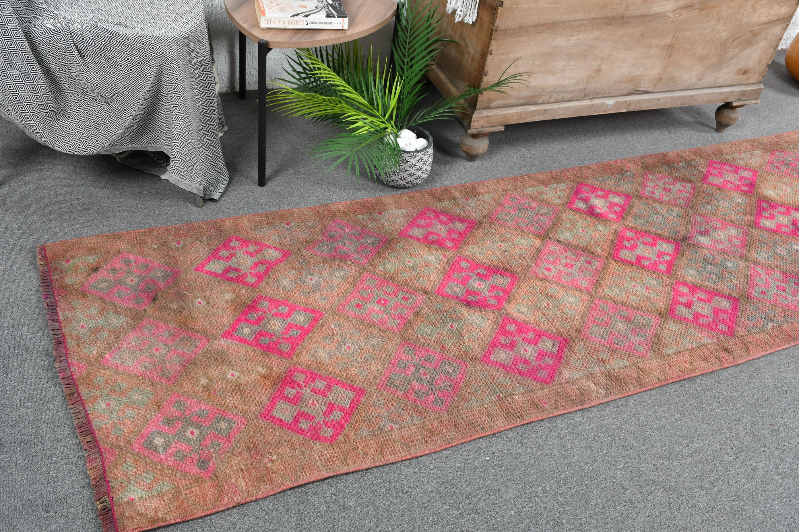 Oriental Rug, Stair Rug, Bedroom Rugs, Vintage Rugs, Brown  2.6x10.7 ft Runner Rug, Turkish Rug, Kitchen Rugs, Dorm Rugs