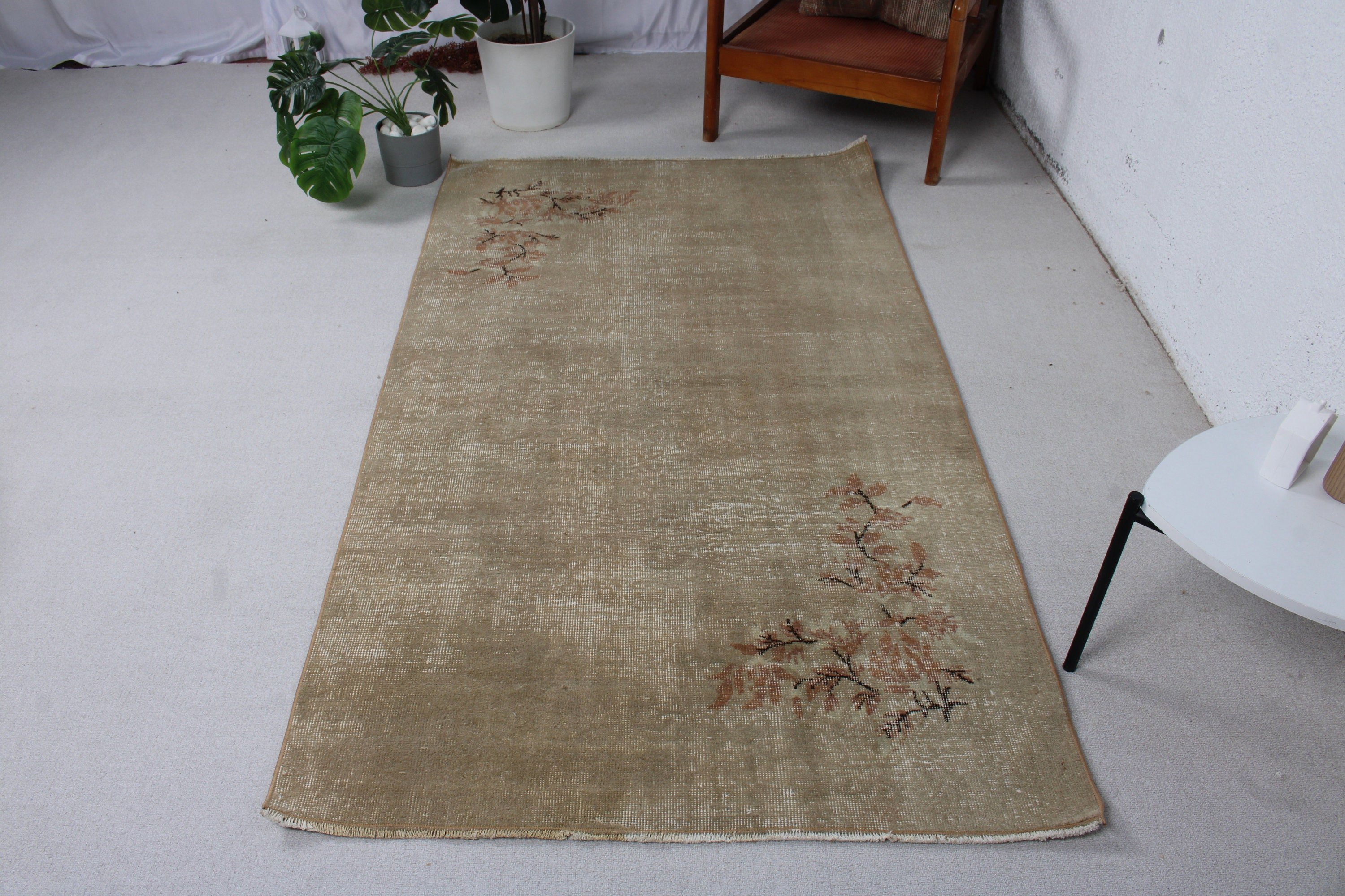 Nursery Rugs, Turkish Rug, 3.8x6.6 ft Area Rugs, Exotic Rug, Beige Moroccan Rugs, Neutral Rug, Vintage Rugs, Kitchen Rugs, Living Room Rugs