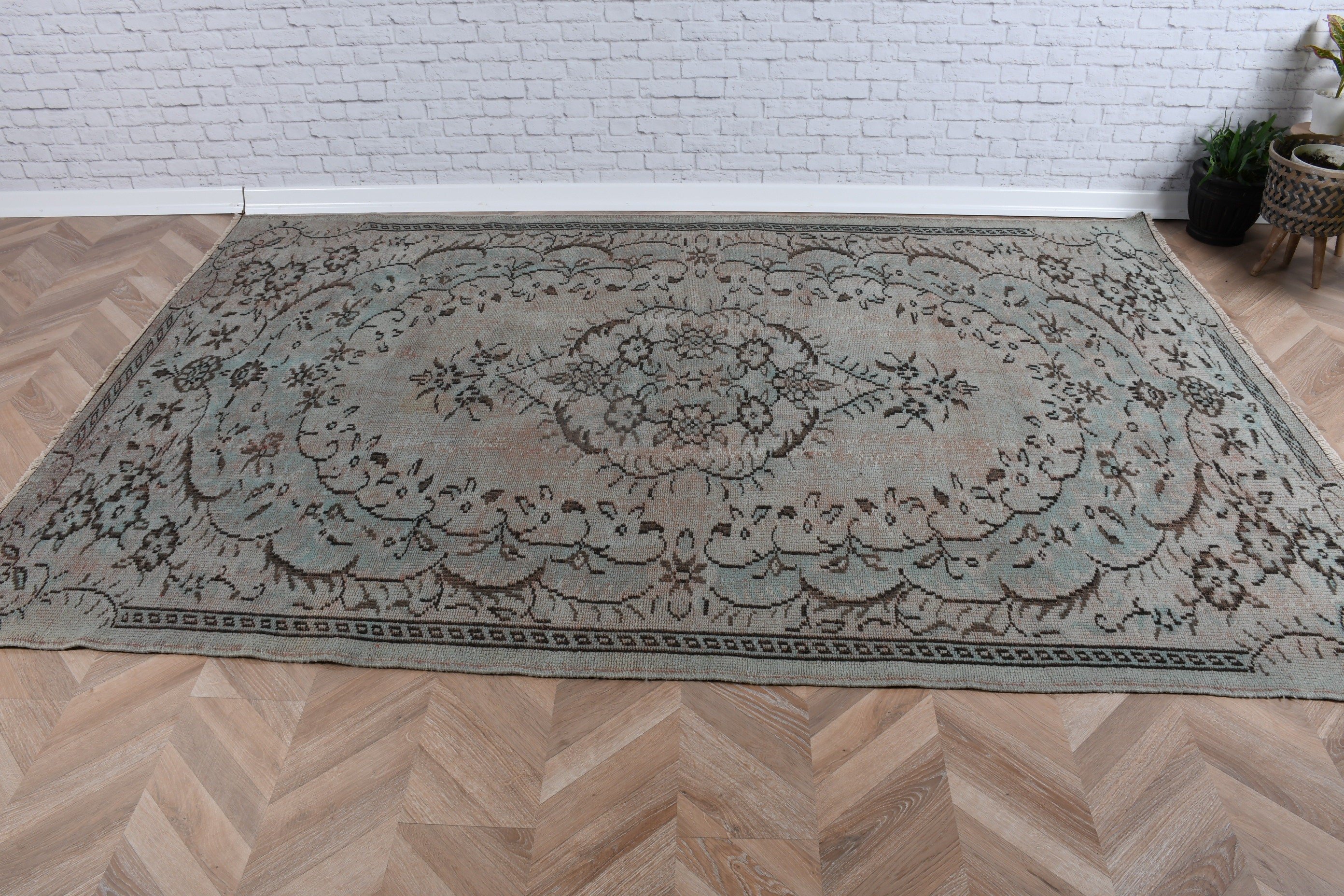 Boho Halılar, El Dokuma Halı, Türk Halısı, Yeşil Ev Dekorasyonu Halısı, Yemek Odası Halısı, Büyük Vintage Halı, 5.5x8.5 ft Büyük Halılar, Vintage Halılar