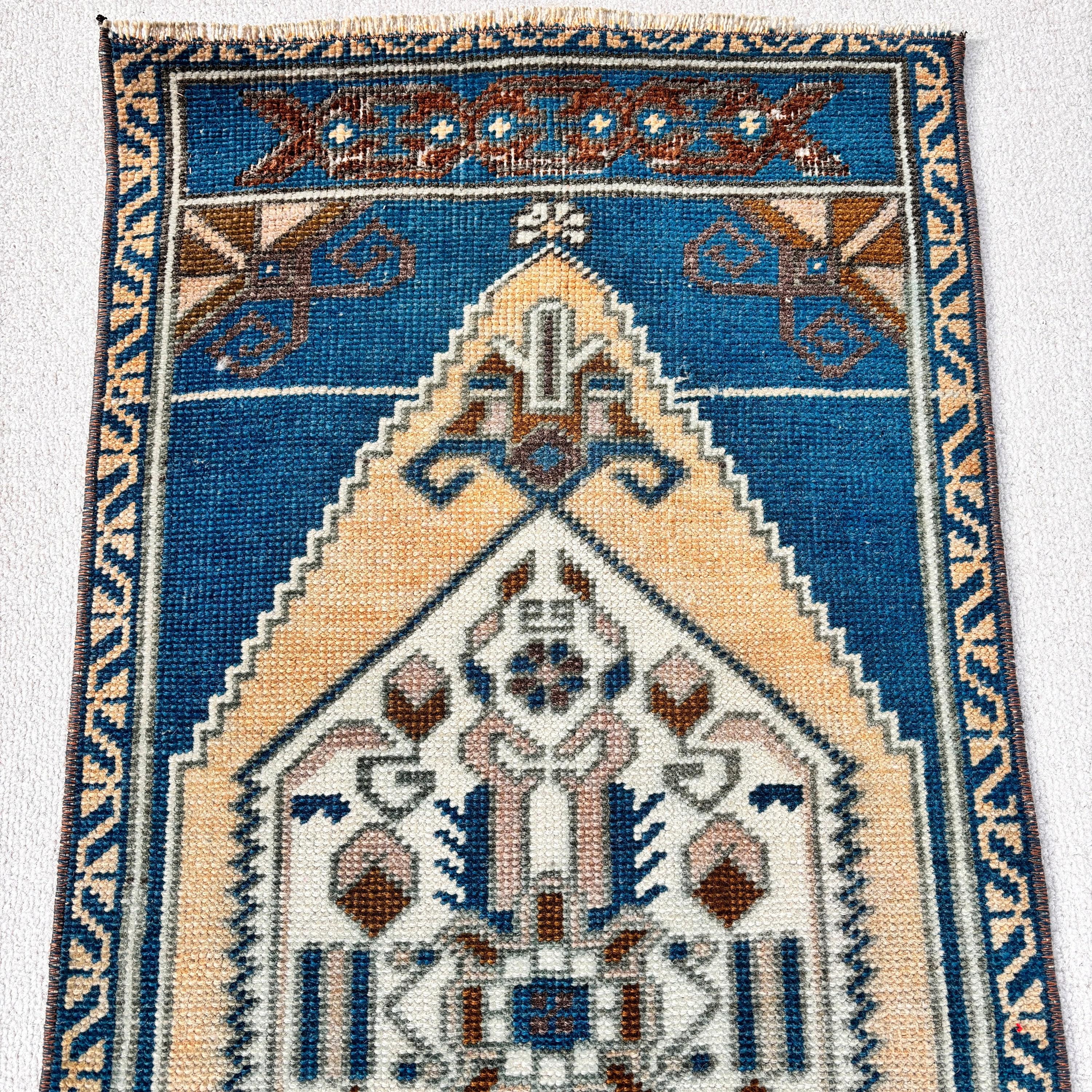 Lüks Halı, Mavi Yer Halıları, Boho Halılar, 1,5x3,2 ft Küçük Halılar, Vintage Halılar, Araba Paspas Halıları, Küçük Vintage Halı, Nötr Halılar, Türk Halıları