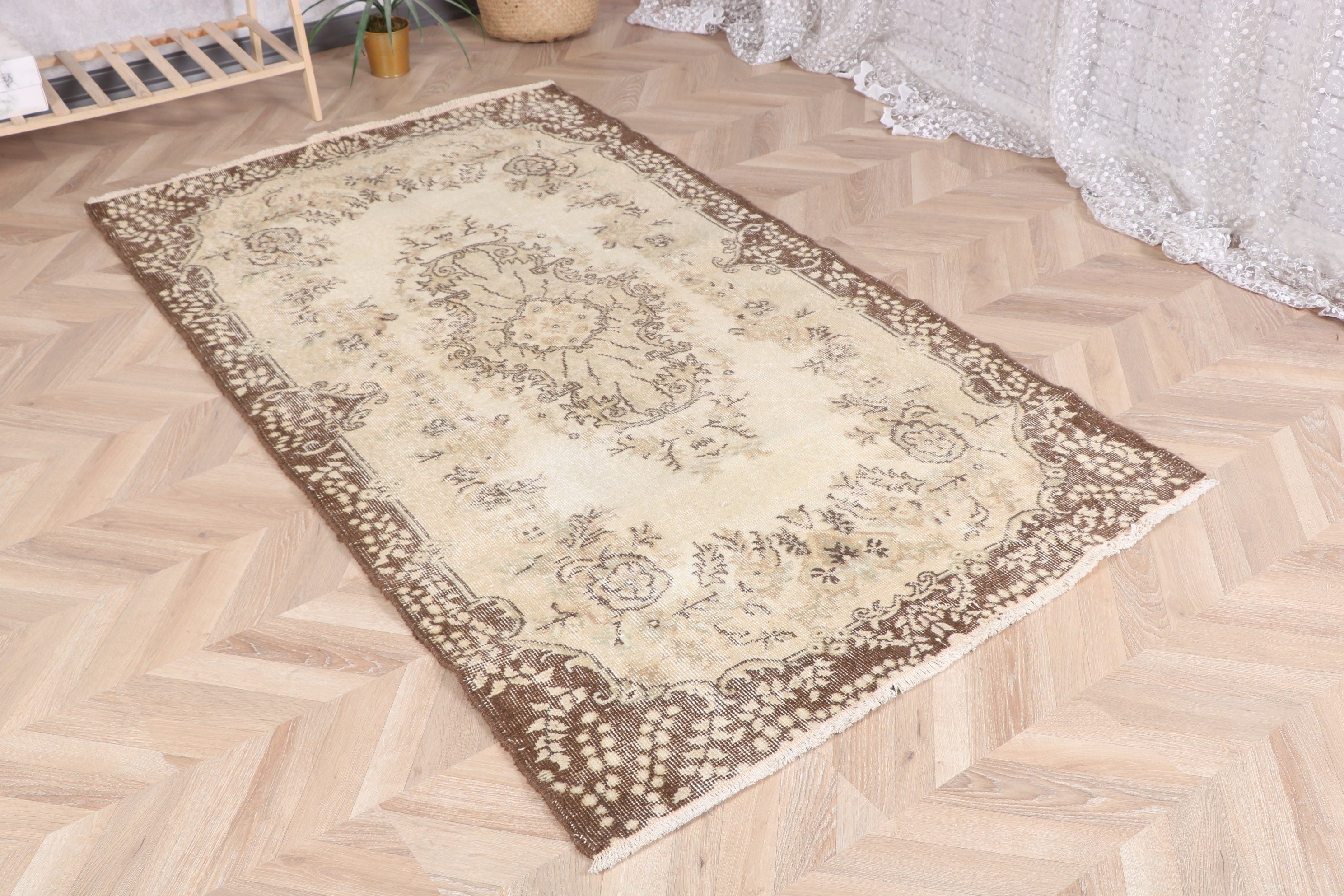 Kabile Halısı, Kahverengi Soğuk Halı, Vintage Halı, Türk Halısı, Çocuk Halıları, Yün Halıları, Vintage Alan Halıları, 3,8x6,5 ft Alan Halıları, Ev Dekorasyonu Halıları