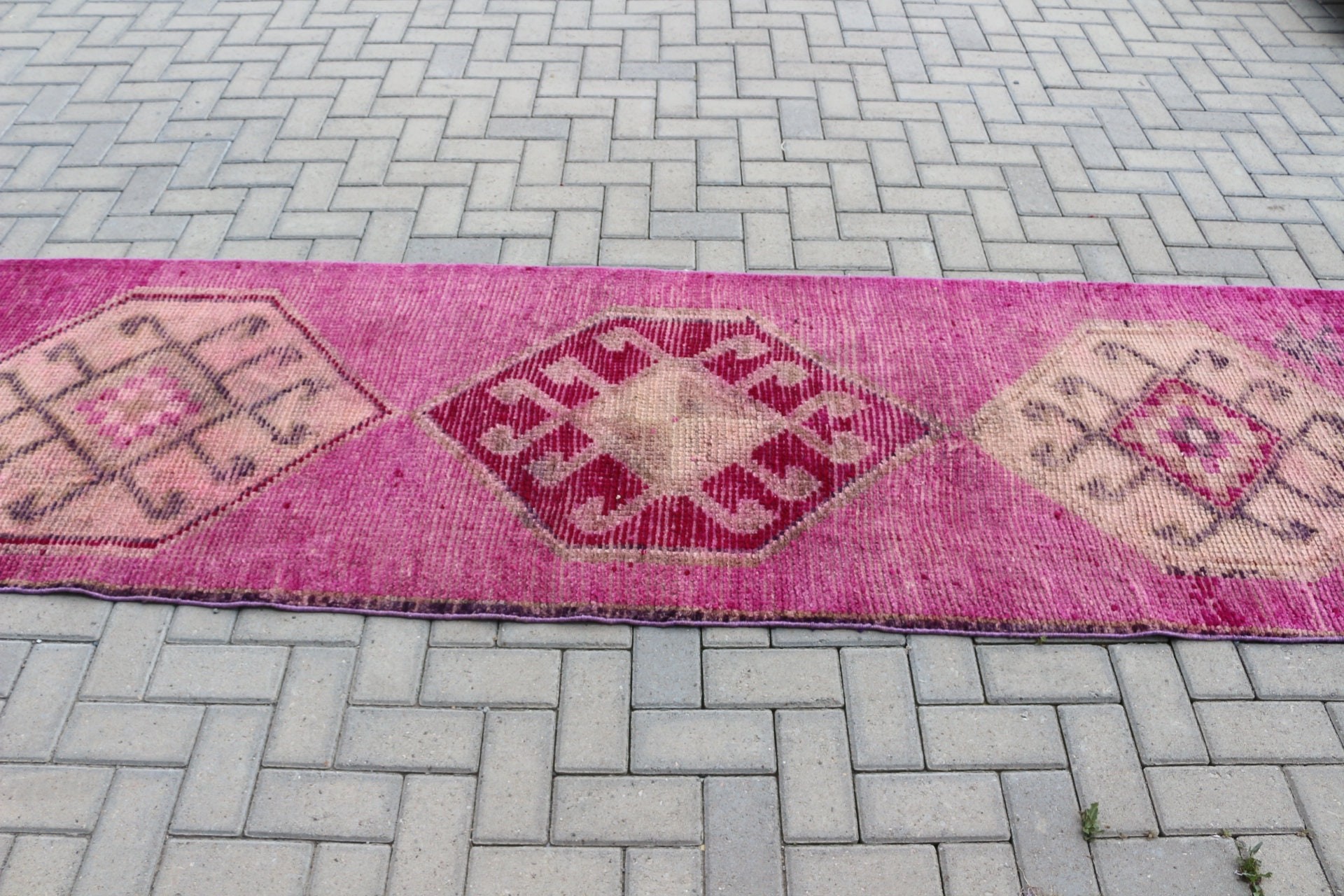 Merdiven Halısı, Yatak Odası Halıları, Pembe Yün Halı, 2.8x11 ft Runner Halıları, Vintage Halı, Runner Halıları, Türk Halısı, Oryantal Halı, Koridor Halıları