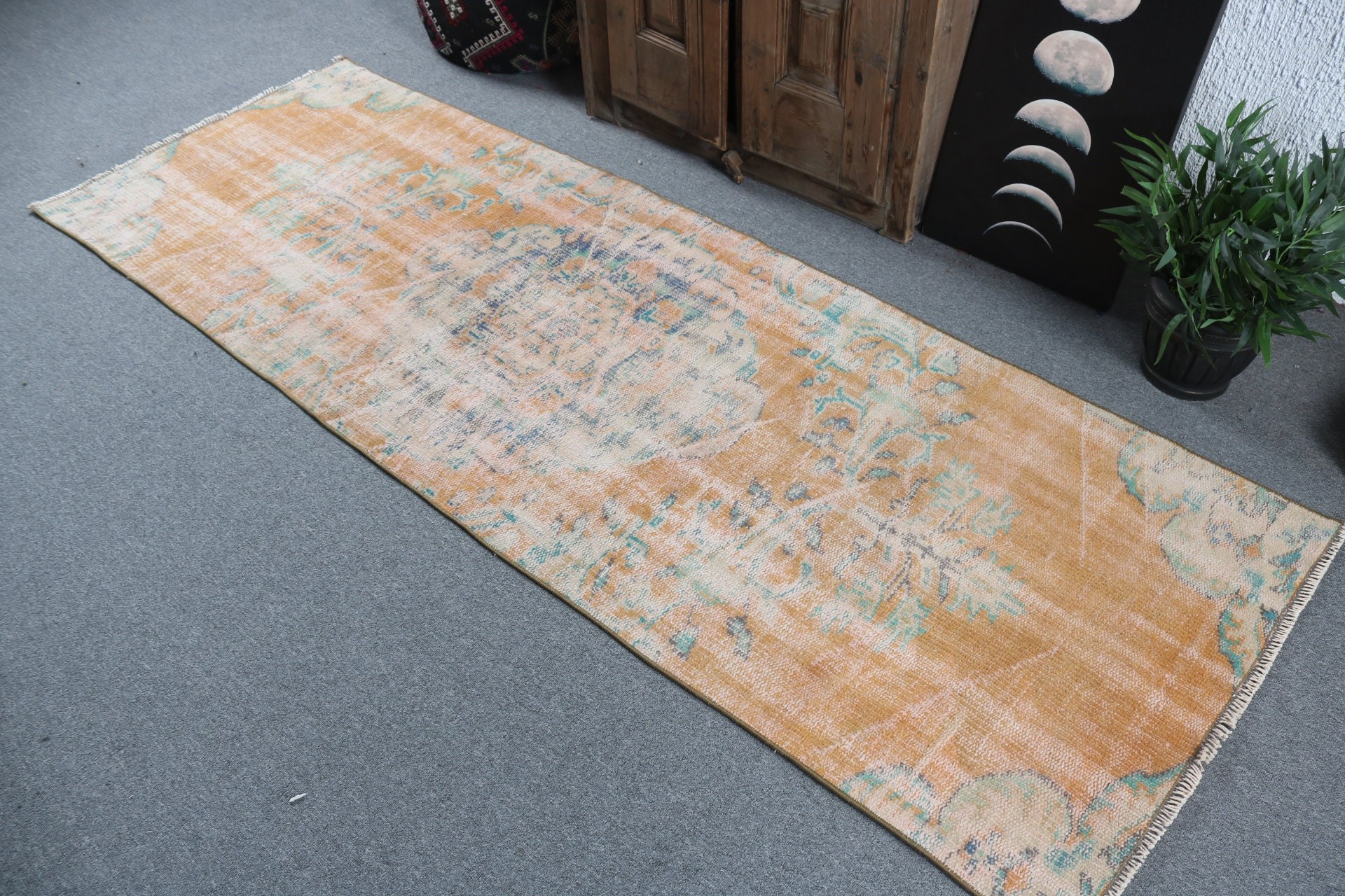 Kitchen Rugs, Orange Neutral Rugs, Corridor Rug, Turkish Rugs, Beni Ourain Runner Rugs, Vintage Rug, Statement Rugs, 2.8x8.1 ft Runner Rugs