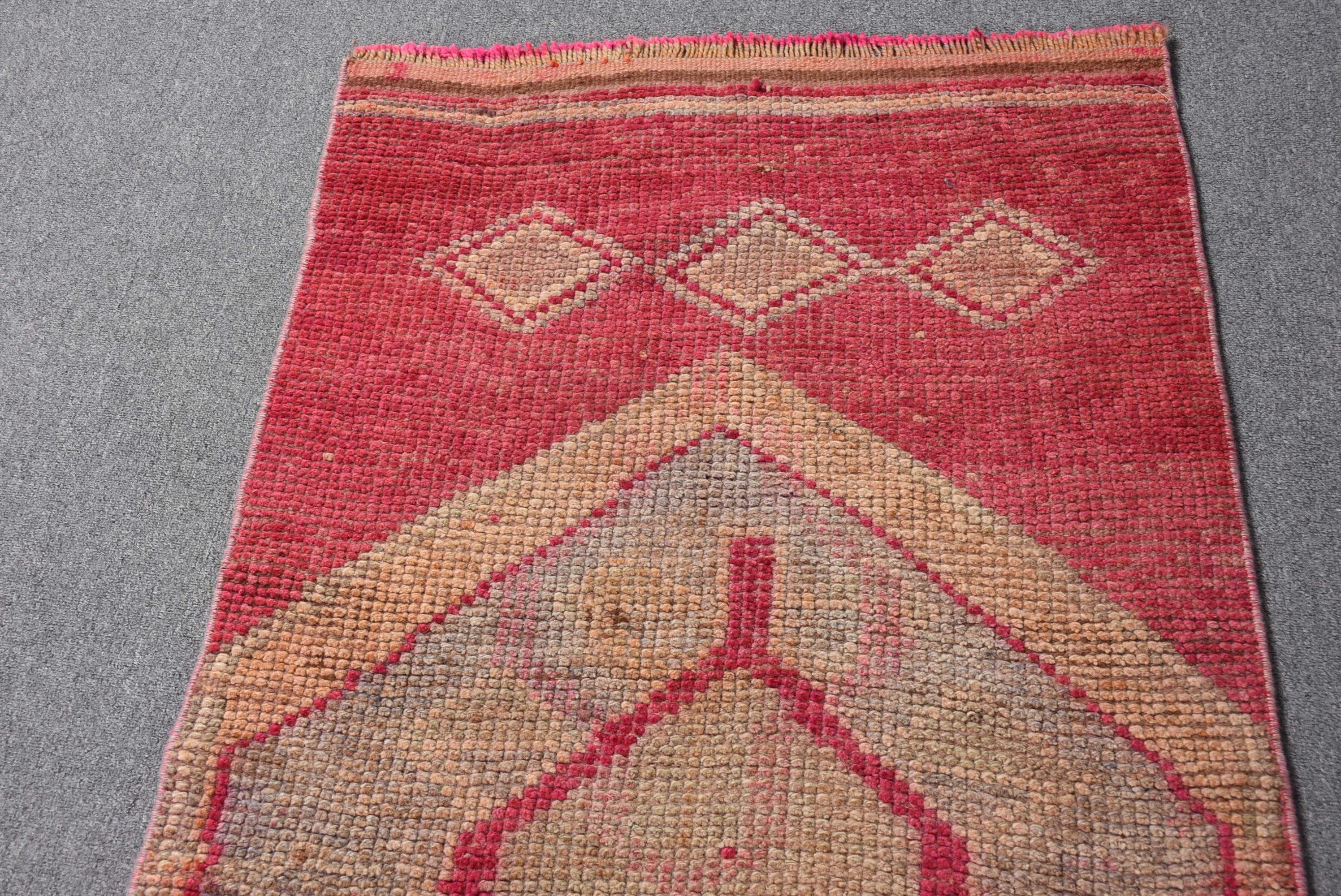 Anatolian Rug, Red  2.5x9.4 ft Runner Rug, Cute Rug, Bedroom Rug, Hallway Rug, Corridor Rug, Vintage Rugs, Turkish Rug