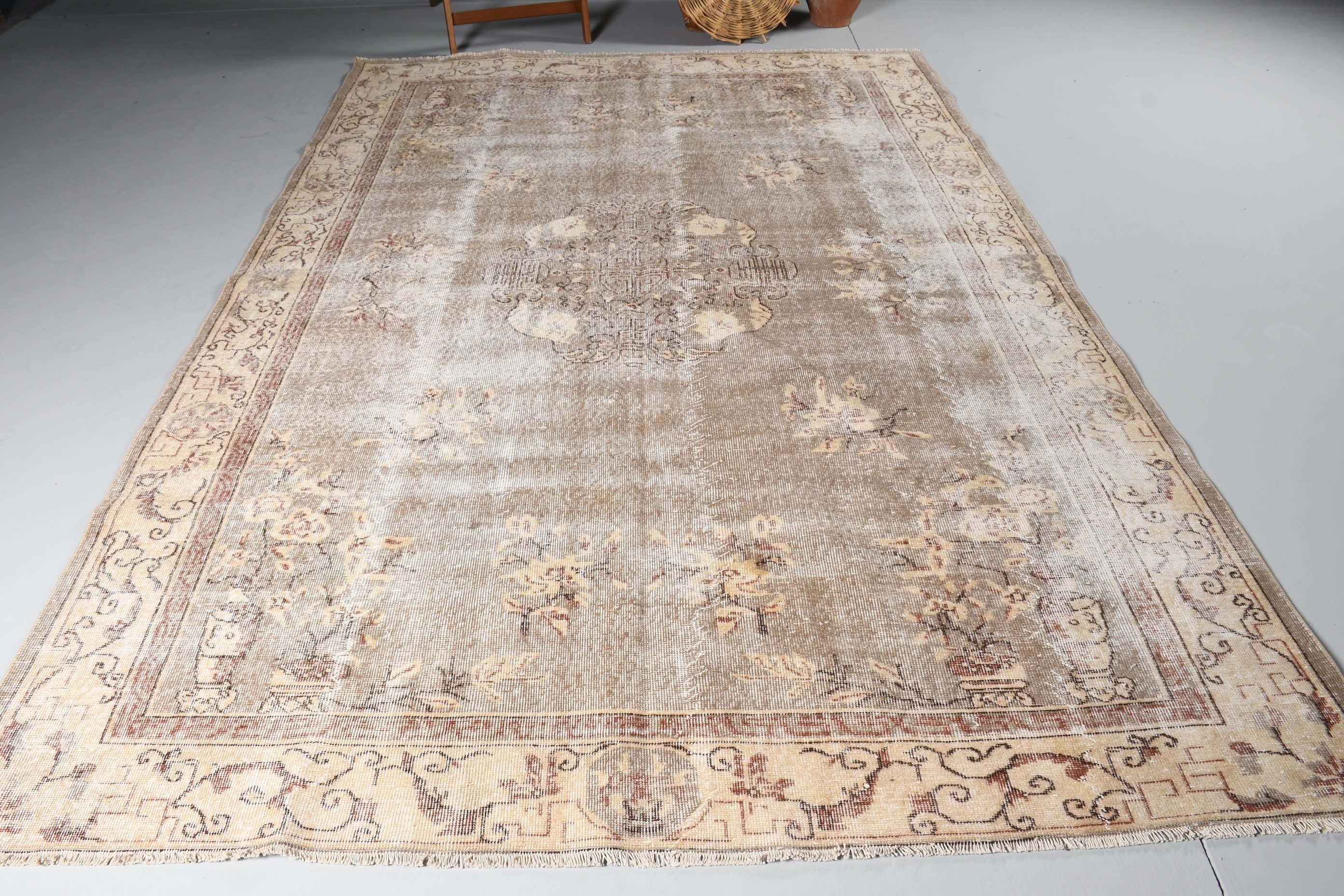 6.8x10.1 ft Large Rug, Nomadic Rug, Beige Wool Rug, Home Decor Rugs, Turkish Rugs, Living Room Rug, Vintage Rug, Cool Rug, Dining Room Rug