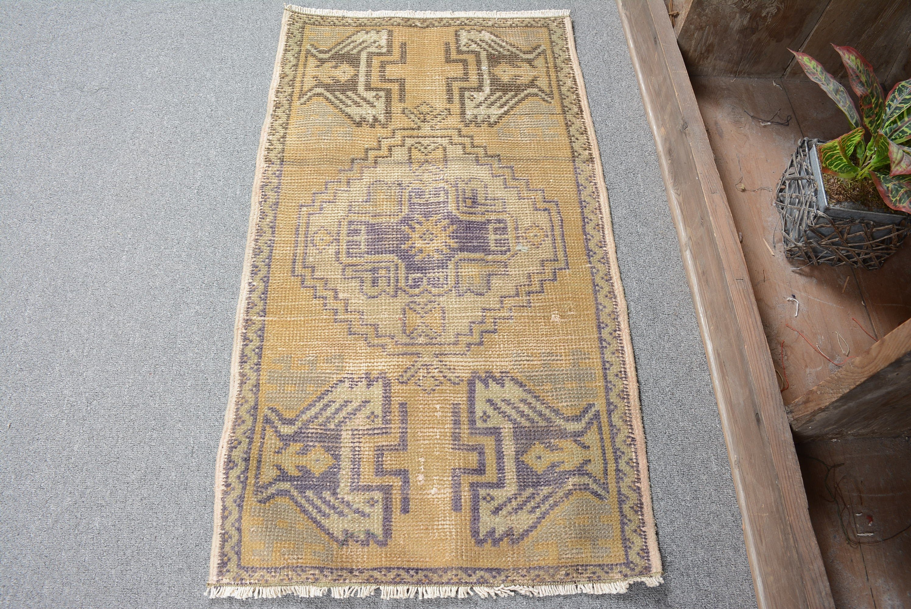 Anatolian Rug, Yellow Bedroom Rugs, 1.5x2.7 ft Small Rug, Bathroom Rug, Turkish Rug, Door Mat Rug, Vintage Rug, Pastel Rugs, Bedroom Rug