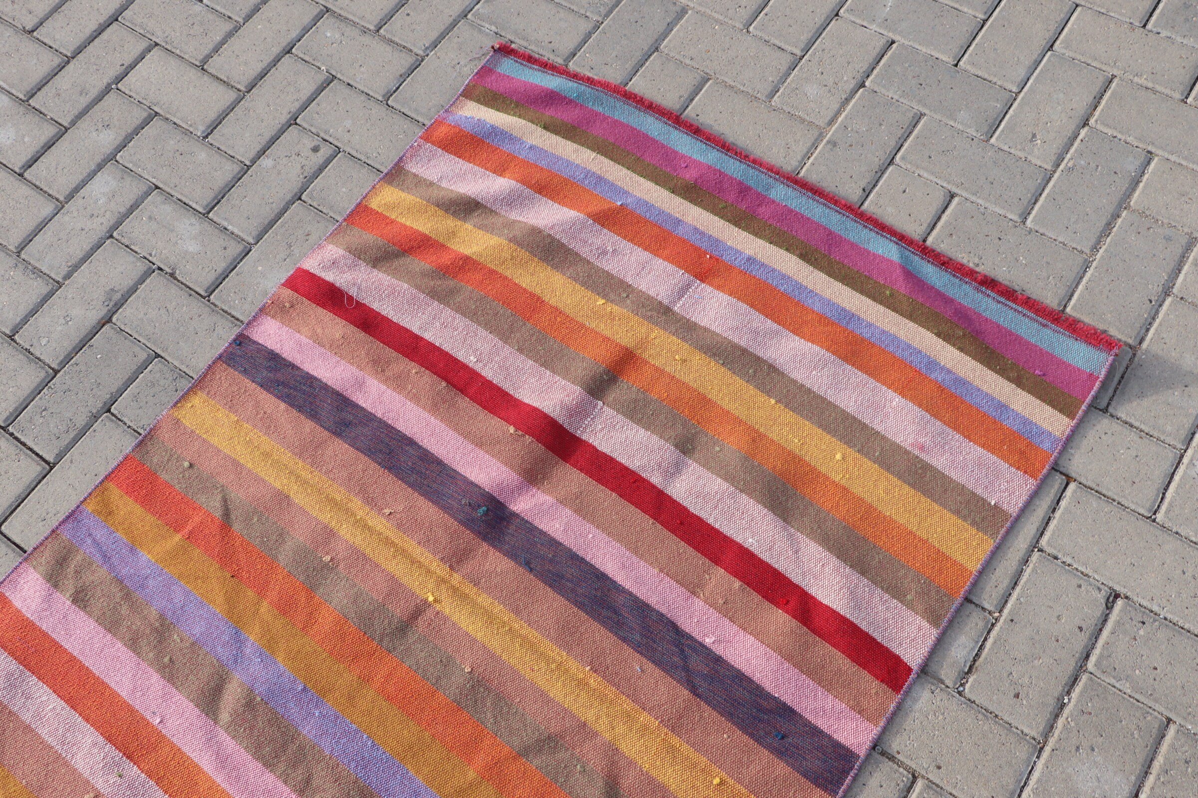 Nursery Rug, Nomadic Rug, Rainbow Cool Rug, Floor Rug, Antique Rugs, Kilim, 3.2x4.7 ft Accent Rug, Vintage Rug, Entry Rug, Turkish Rug