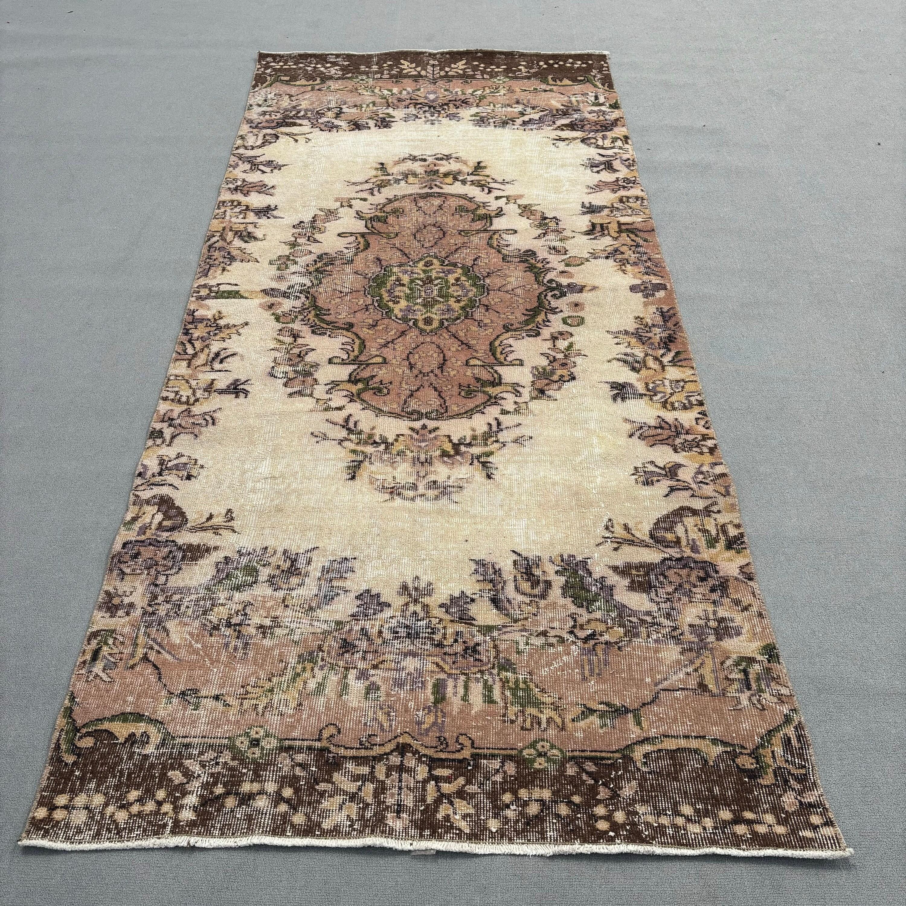 Rugs for Salon, Turkish Rug, Oushak Rugs, Vintage Rug, Beige  4.3x9.7 ft Large Rug, Dining Room Rug, Salon Rug, Kitchen Rugs