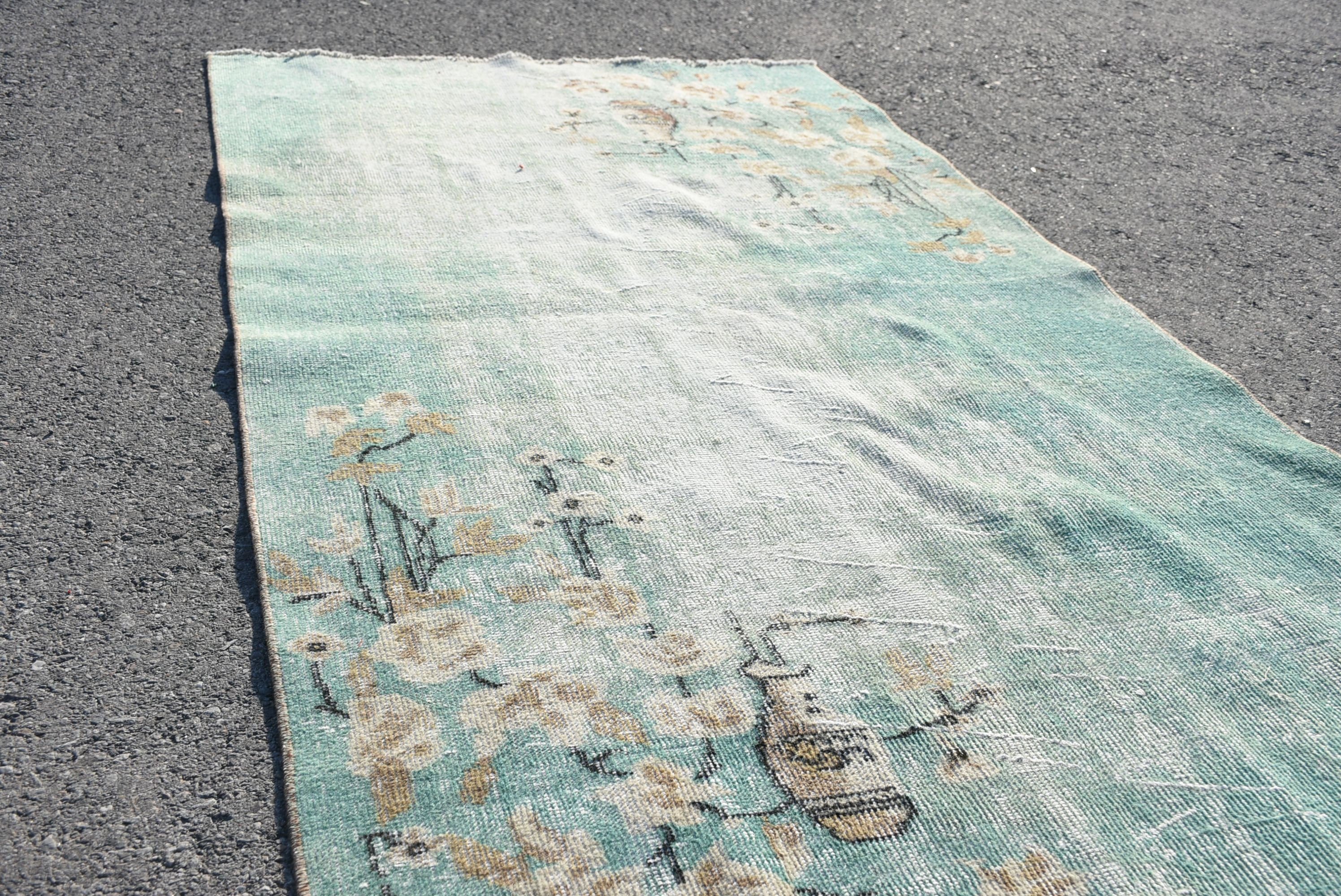 Vintage Rug, Green Home Decor Rug, Antique Rug, Nursery Rug, 3.6x6.5 ft Accent Rug, Turkish Rug, Cute Rug, Bedroom Rug