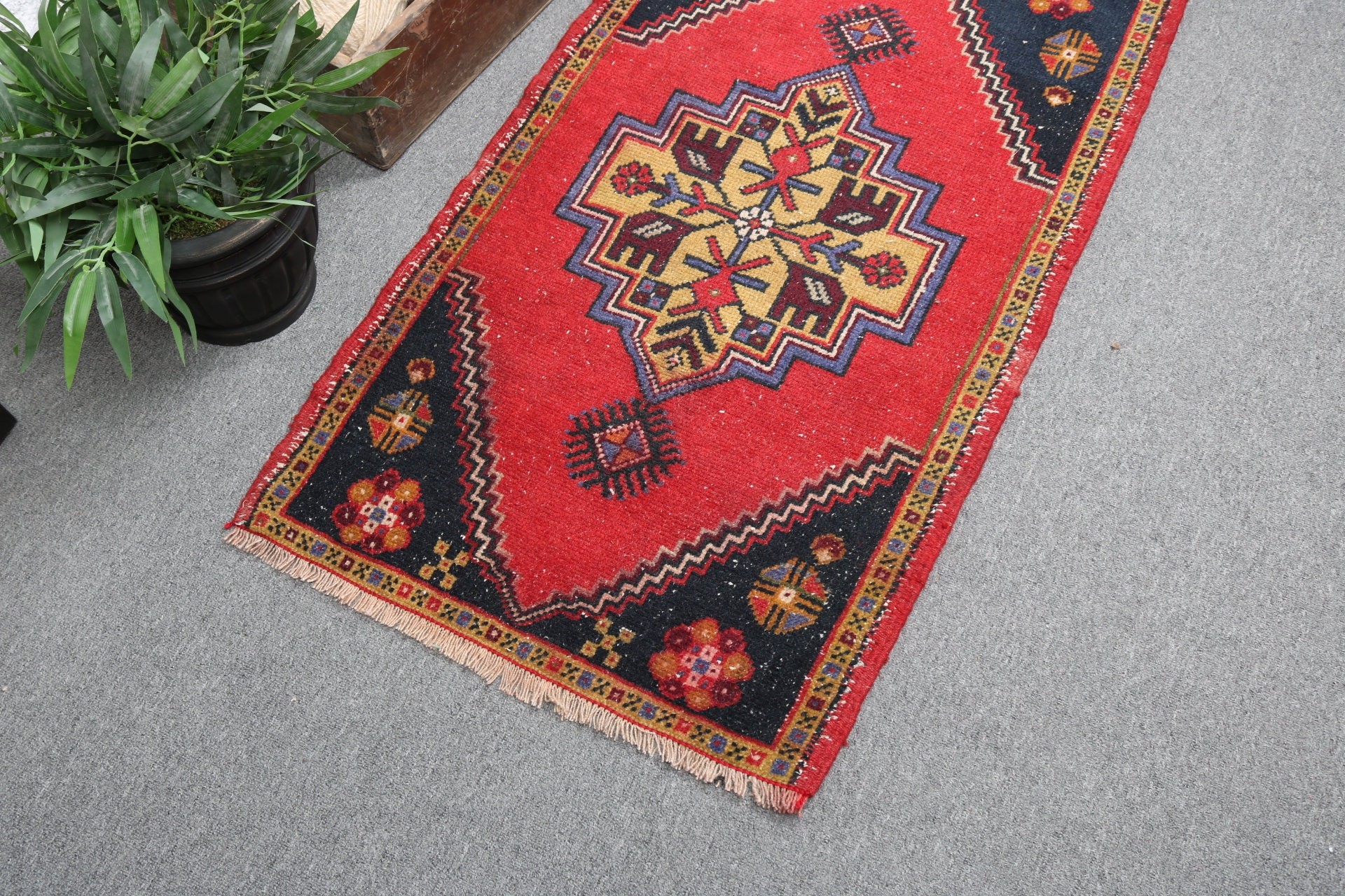 Turkish Rug, Rugs for Car Mat, Car Mat Rug, Red Floor Rugs, 2x3.5 ft Small Rugs, Vintage Rugs, Bath Rugs, Modern Rug