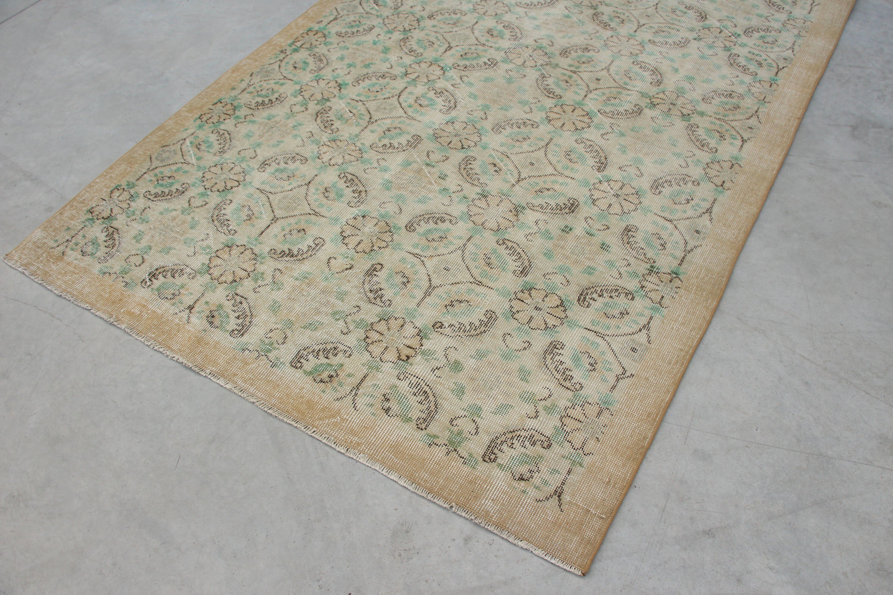 Kabile Halısı, Oturma Odası Halısı, Türk Halısı, Yatak Odası Halısı, Antika Halı, Vintage Halı, Bej 5.1x8.3 ft Büyük Halı, Yemek Odası Halısı