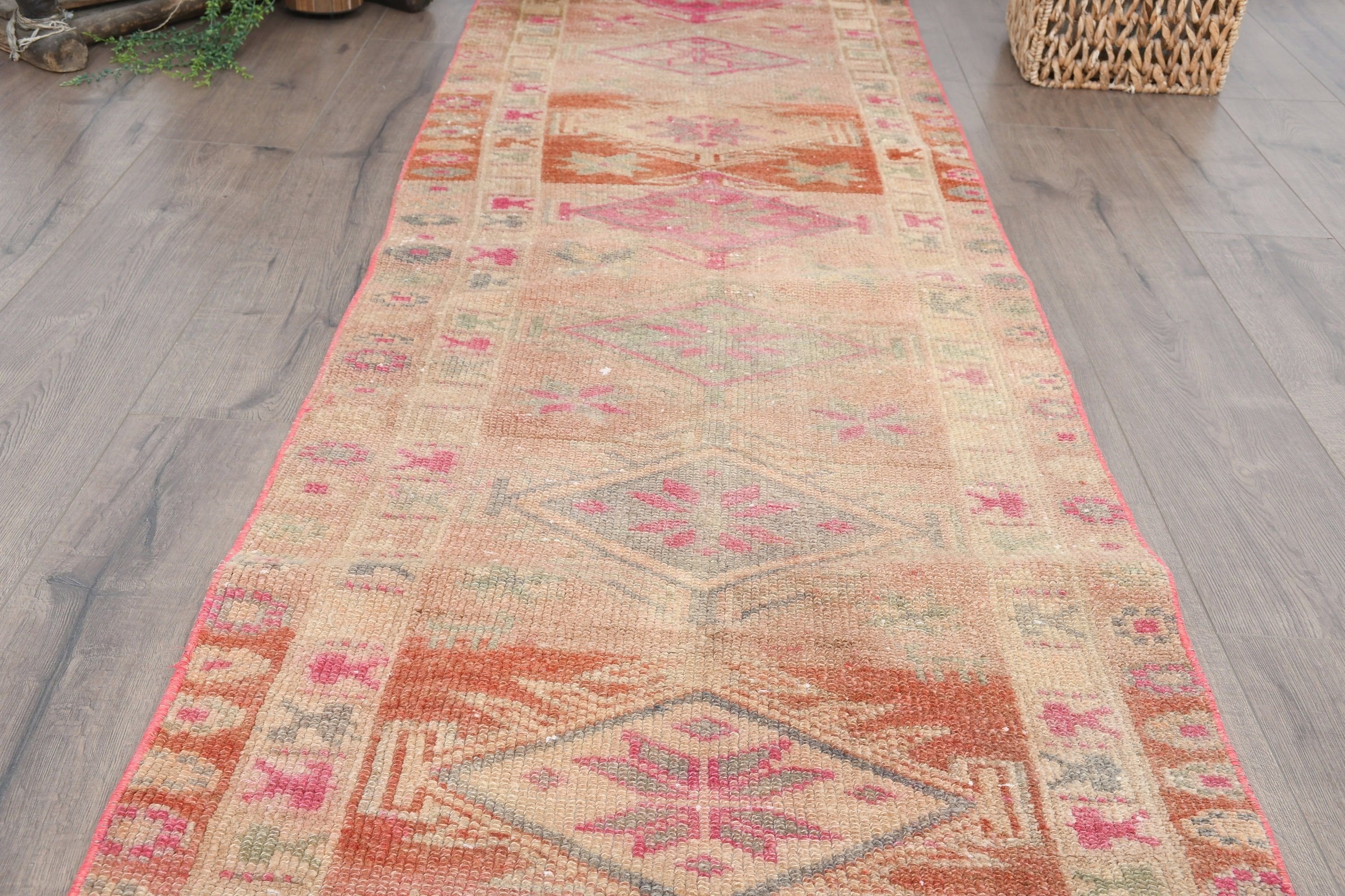 Antique Rug, Vintage Rugs, Hallway Rug, Orange Oriental Rug, Rugs for Runner, 2.5x7.6 ft Runner Rug, Turkish Rugs, Wool Rug, Kitchen Rugs