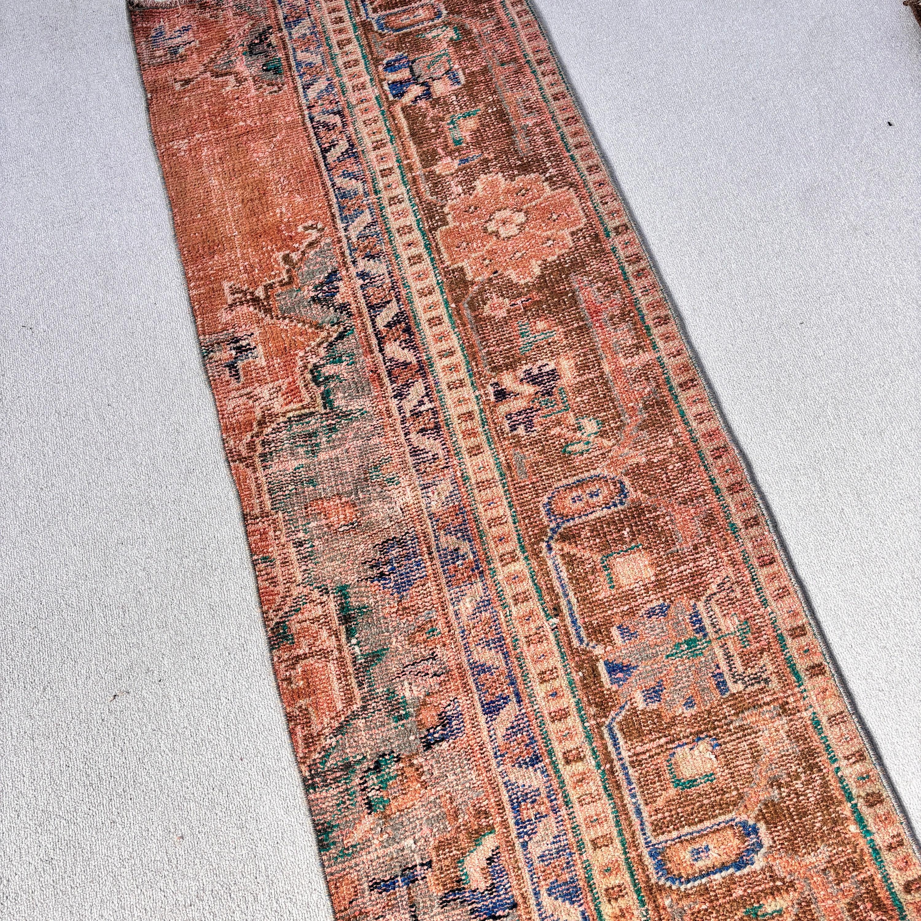 Turkish Rugs, Orange Wool Rugs, Bath Rugs, Vintage Rugs, Bedroom Rugs, Cool Rug, Kitchen Rugs, 1.9x4.9 ft Small Rug, Rugs for Kitchen