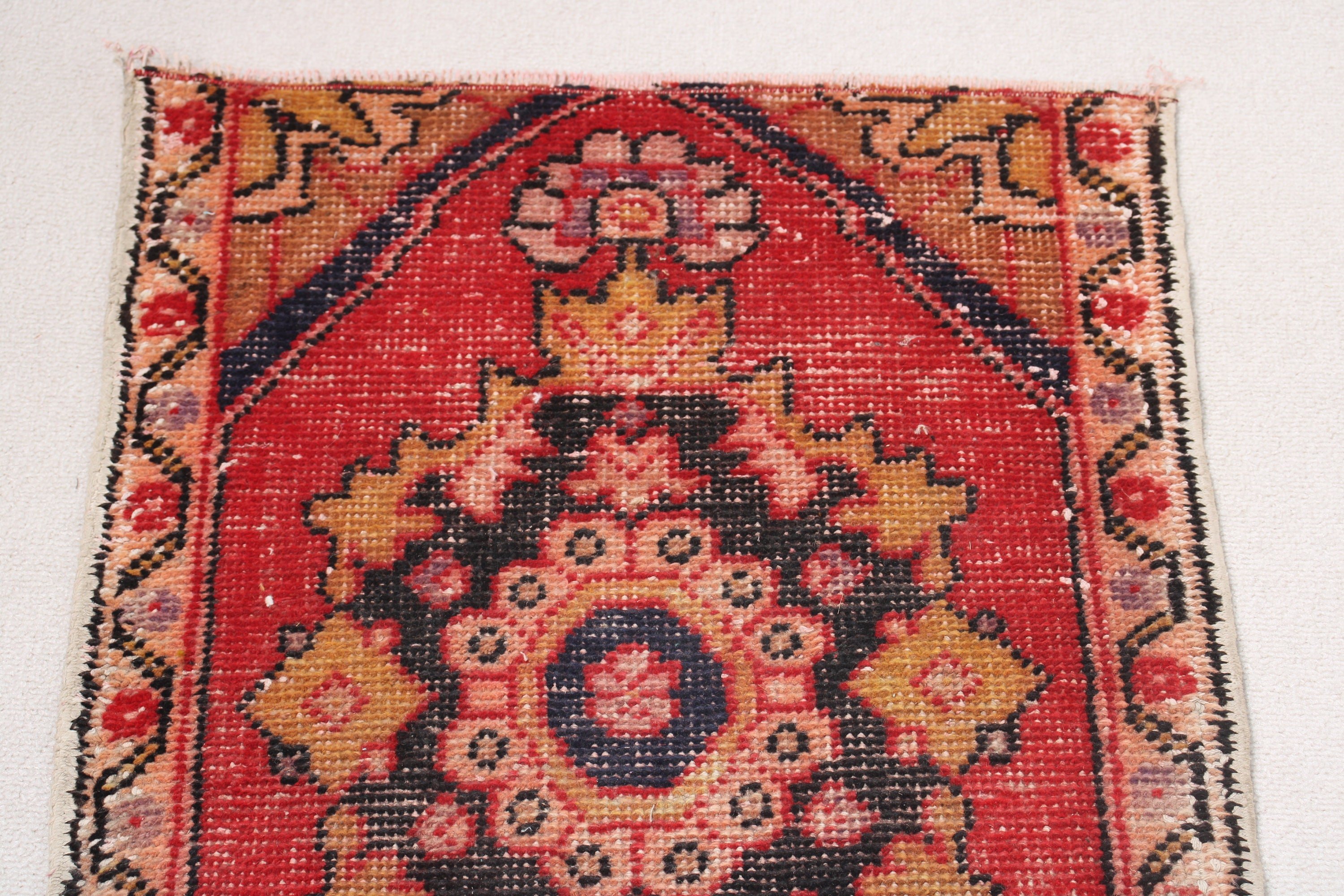 Car Mat Rug, Turkish Rugs, Vintage Rug, Kitchen Rug, Rugs for Small Area, 1.8x2.5 ft Small Rugs, Flatweave Rug, Boho Rug, Red Boho Rug