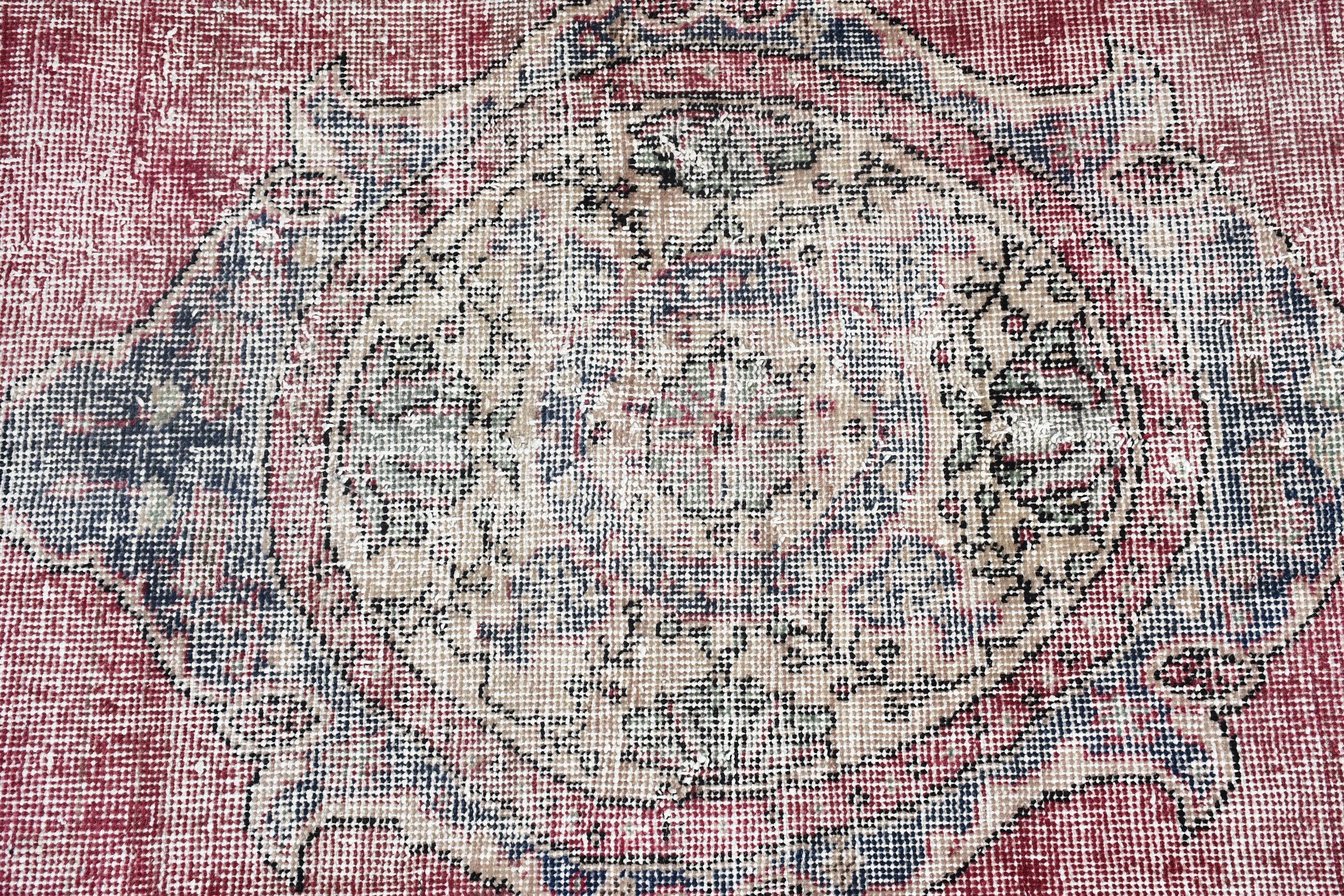 Oriental Rugs, Living Room Rugs, Turkish Rug, Red Wool Rugs, Vintage Rug, Oushak Rug, Nursery Rugs, 3.5x6.9 ft Area Rugs, Rugs for Kitchen