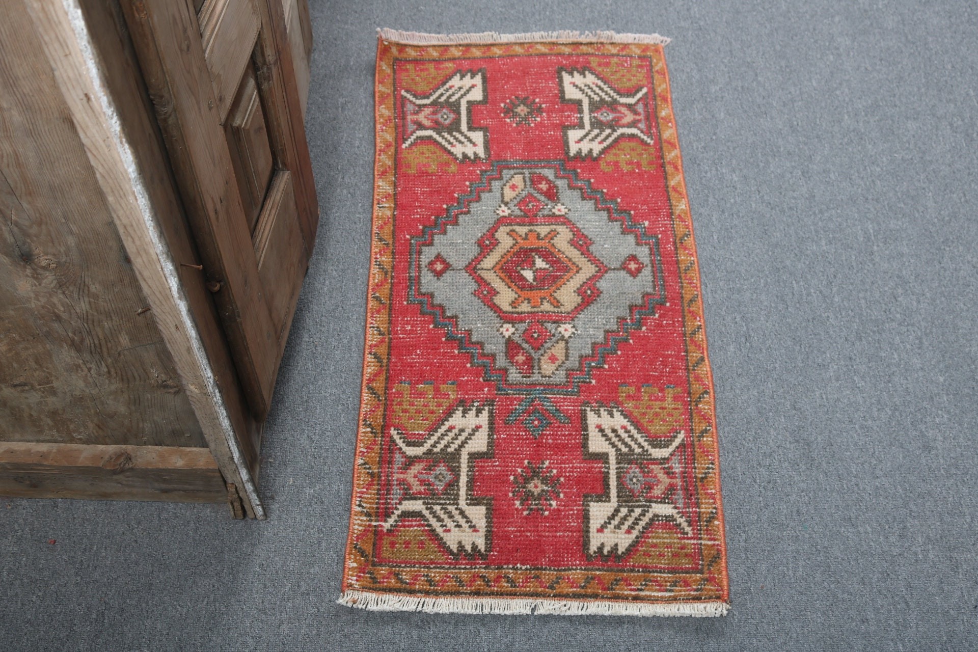 1.5x3.2 ft Small Rug, Bath Rugs, Rugs for Bedroom, Car Mat Rugs, Vintage Rugs, Cool Rugs, Flatweave Rugs, Red Floor Rugs, Turkish Rug