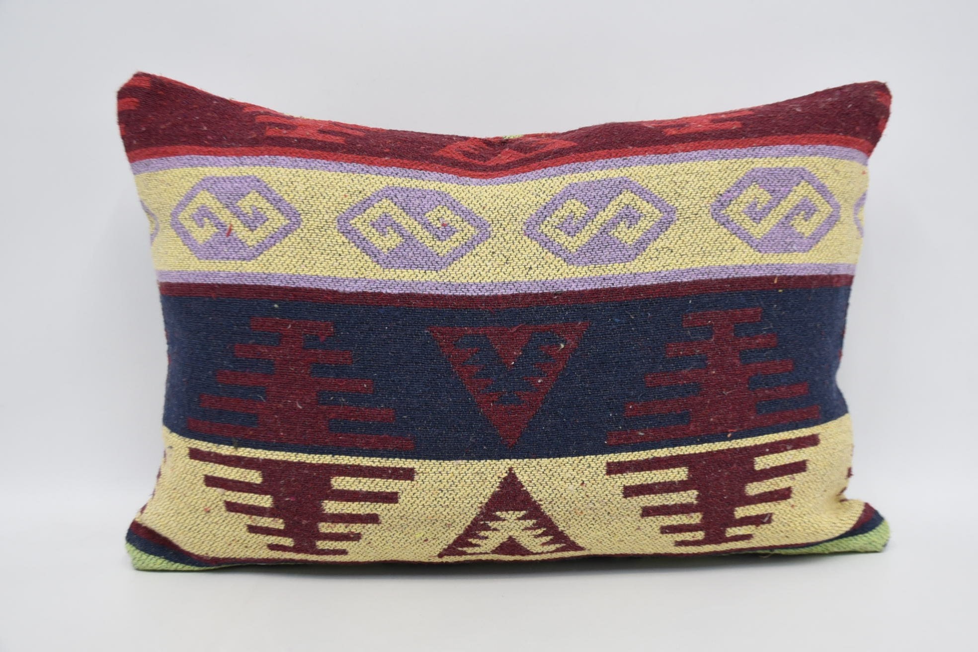 Kilim Cushion Sham, 16"x24" Red Pillow Case, Bolster Pillow, Vintage Kilim Pillow, Custom Pillow Cover, Yoga Cushion Cover, Turkish Pillow