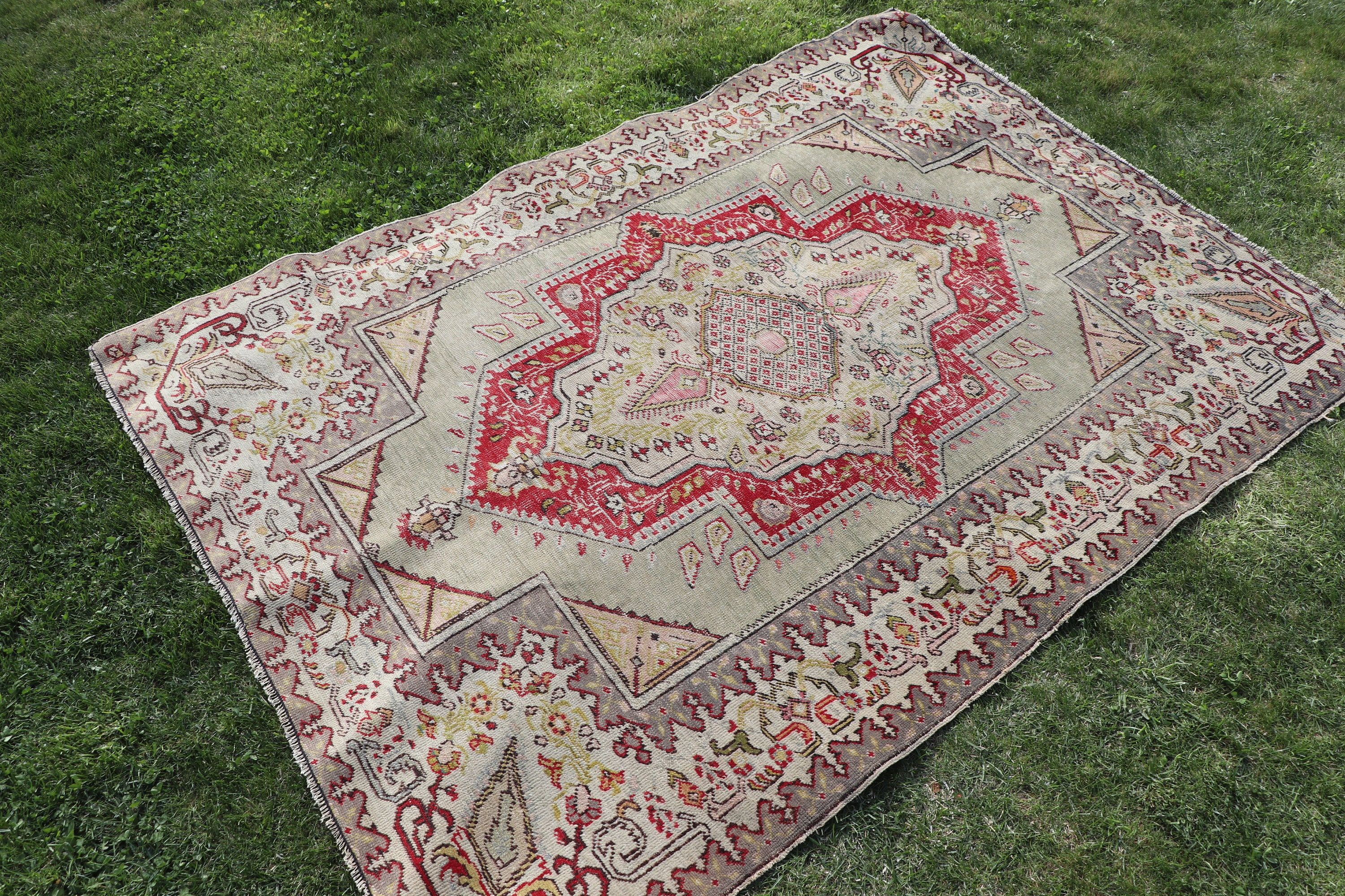 Çocuk Odası Halıları, Lüks Halı, Çocuk Halısı, Türk Halıları, Boho Halısı, Vintage Halılar, Mutfak Halısı, 4.1x5.7 ft Vurgulu Halılar, Yeşil Geometrik Halılar