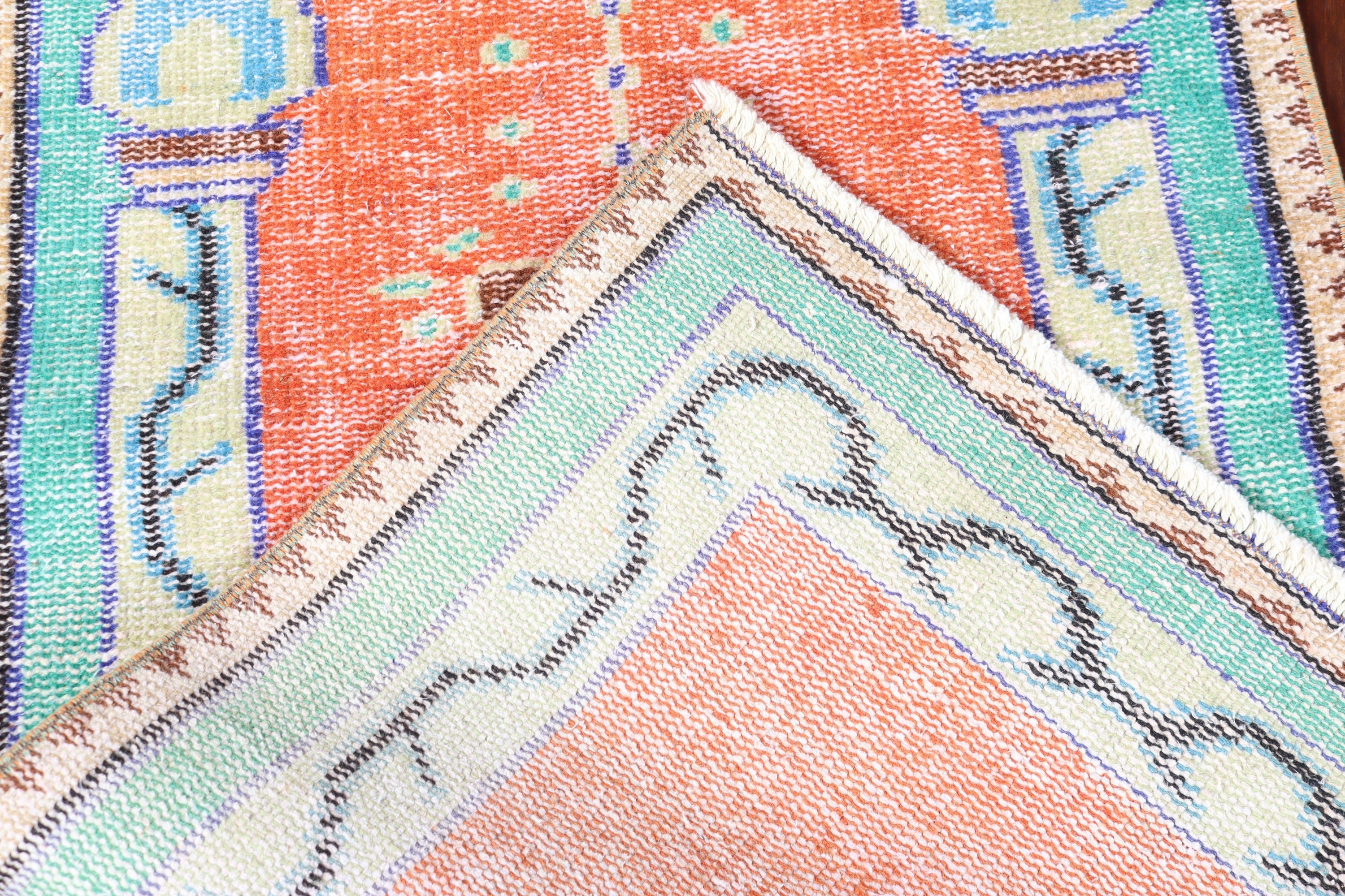 2.1x4.4 ft Small Rug, Orange Bedroom Rug, Vintage Rugs, Bath Rug, Boho Rugs, Handwoven Rug, Rugs for Nursery, Door Mat Rug, Turkish Rug