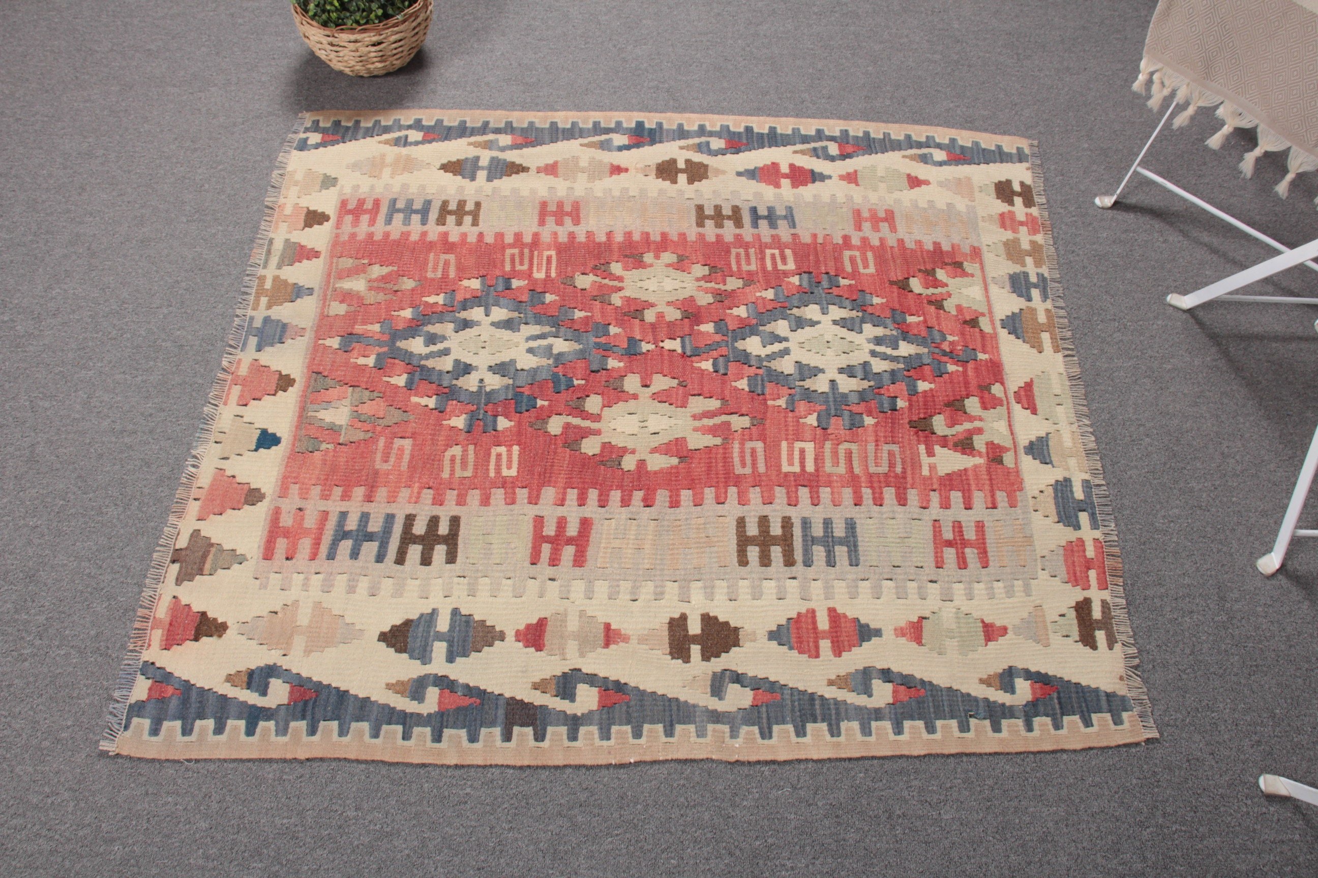 Yurt Halıları, Mavi Anadolu Halısı, 3.4x3.7 ft Küçük Halı, Kilim, Antika Halı, Araba Paspas Halıları, Vintage Halı, Türk Halısı, Banyo Halısı, Yatak Odası Halıları