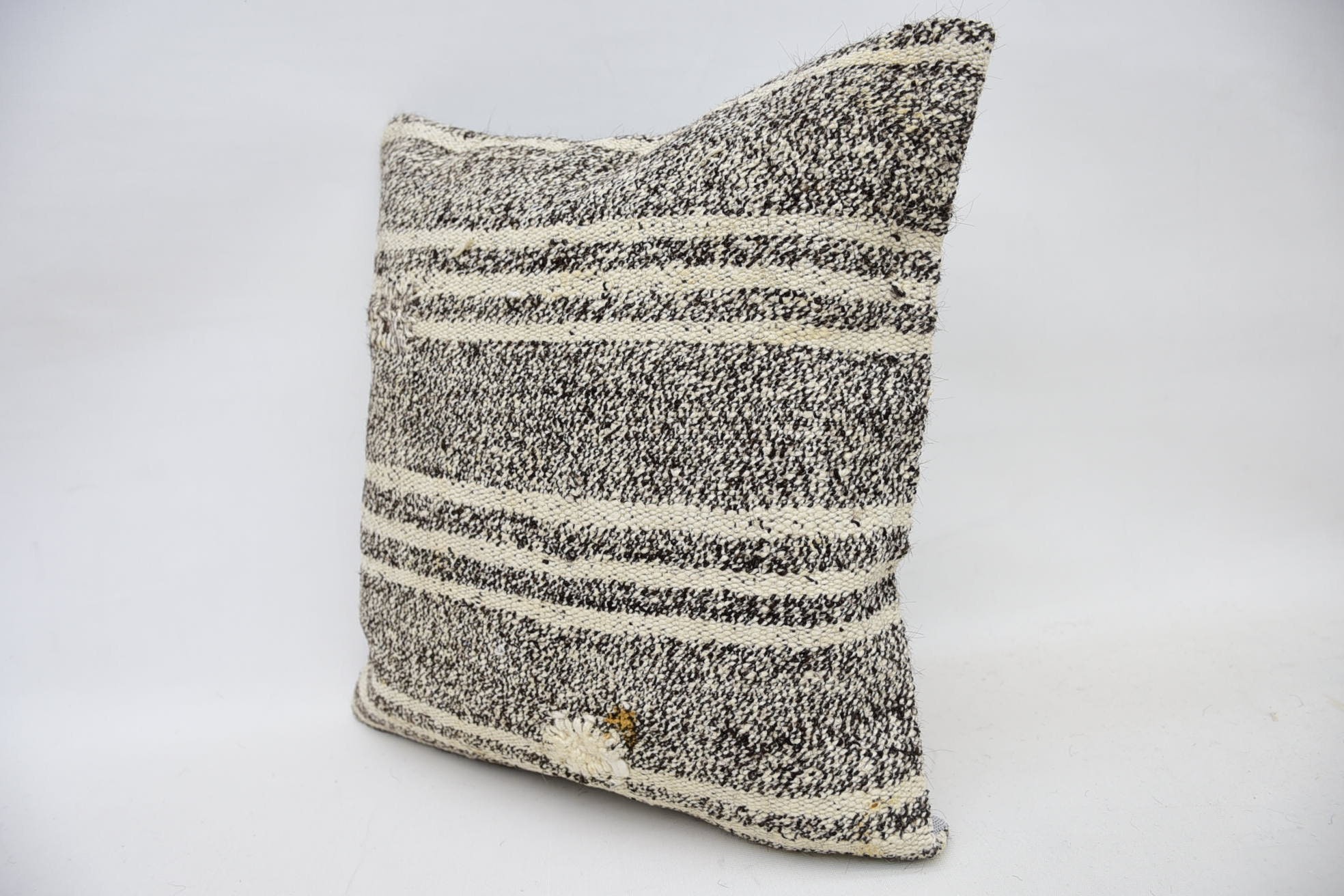 Boho Throw Cushion, Turkish Kilim Pillow, 14"x14" Brown Pillow Cover, Pillow for Sofa, Neutral Throw Pillow Cover, Gift Pillow