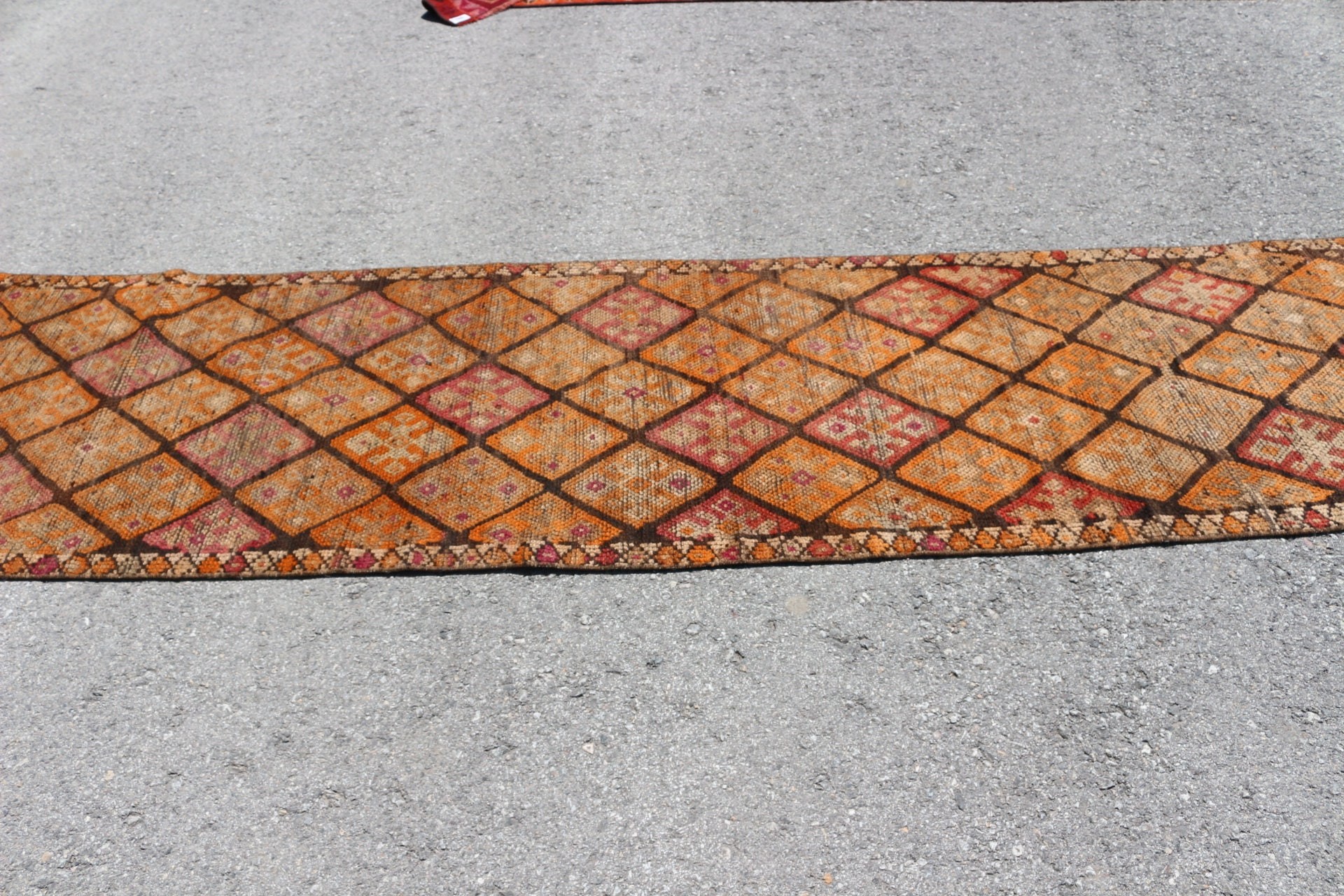 Oryantal Halı, Vintage Halı, Oushak Halı, Kahverengi 2.7x12.6 ft Runner Halı, Etnik Halılar, Türk Halıları, Mutfak Halıları, Koridor Halısı