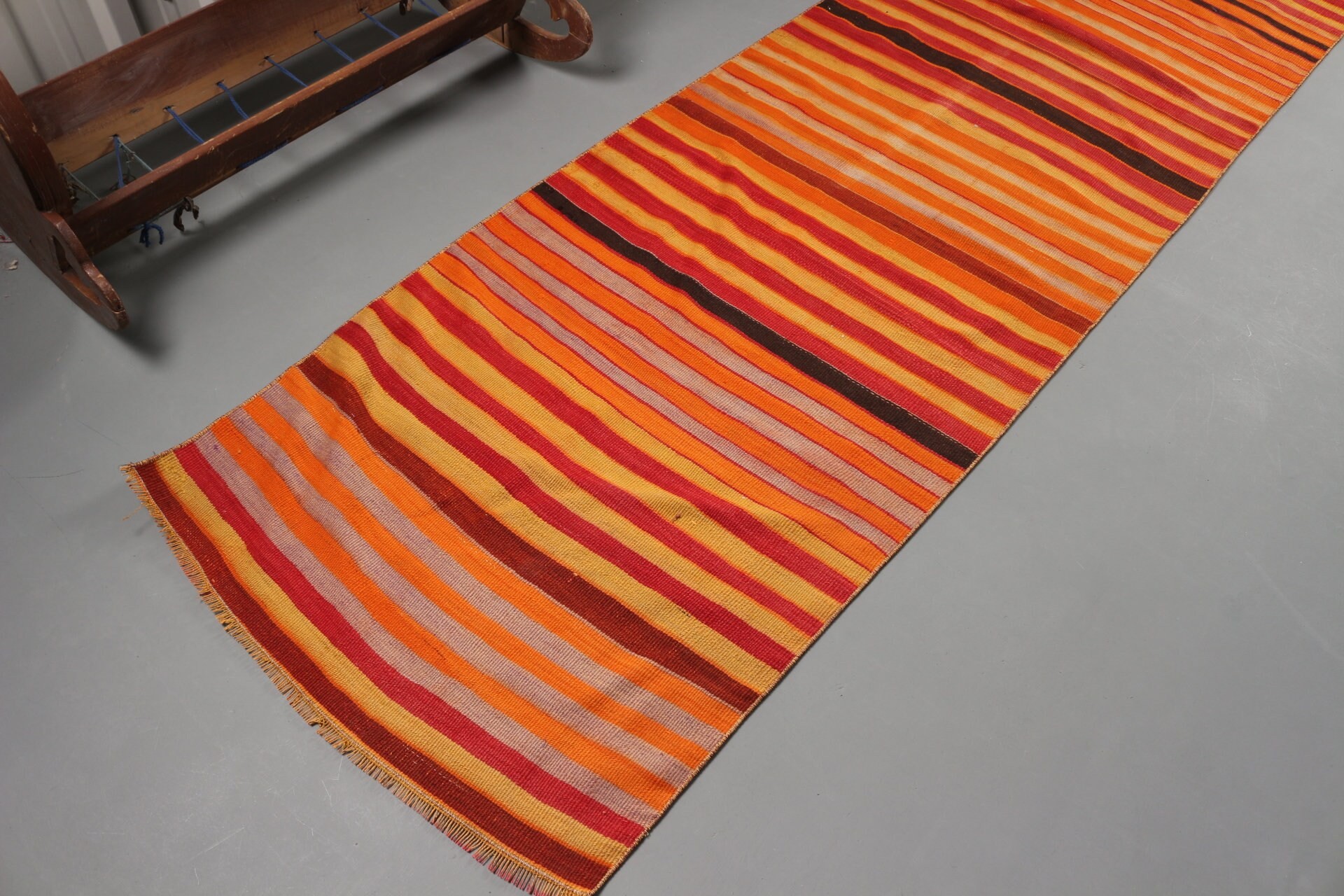 Kitchen Rug, 2.8x10.1 ft Runner Rugs, Orange Cool Rug, Kilim, Corridor Rug, Turkish Rug, Home Decor Rug, Vintage Rugs