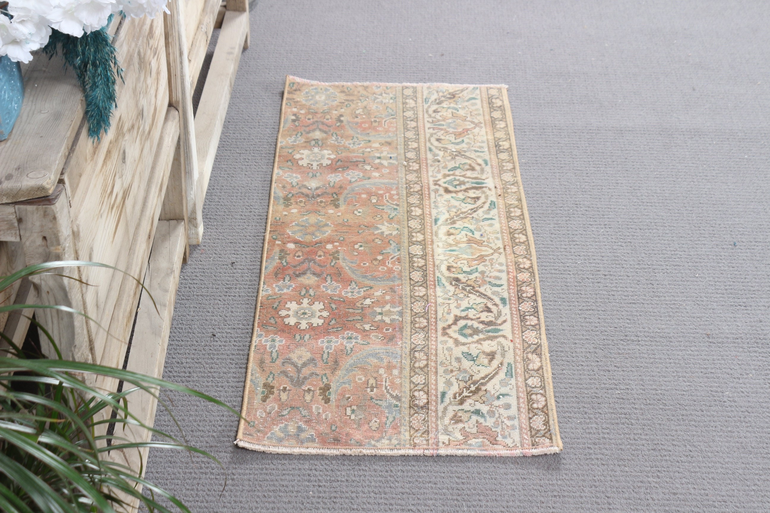 1.5x3.5 ft Small Rugs, Nursery Rugs, Brown Oriental Rugs, Bathroom Rugs, Kitchen Rug, Vintage Rug, Turkish Rugs, Nomadic Rug, Bedroom Rugs