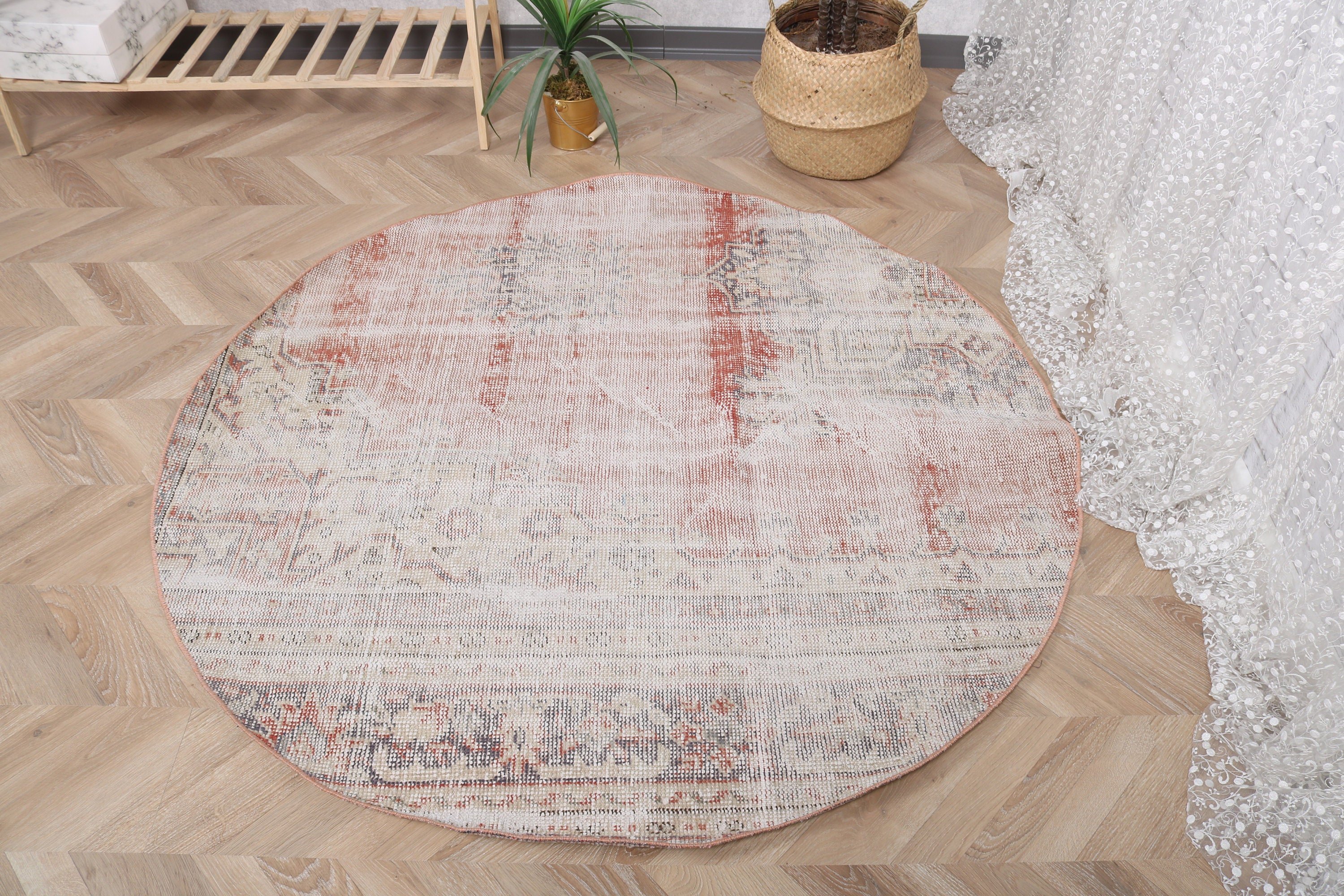 Red Neutral Rug, Vintage Rugs, Kitchen Rugs, Decorative Rug, 4.6x4.6 ft Accent Rugs, Moroccan Rugs, Turkish Rugs, Ethnic Rugs, Nursery Rug