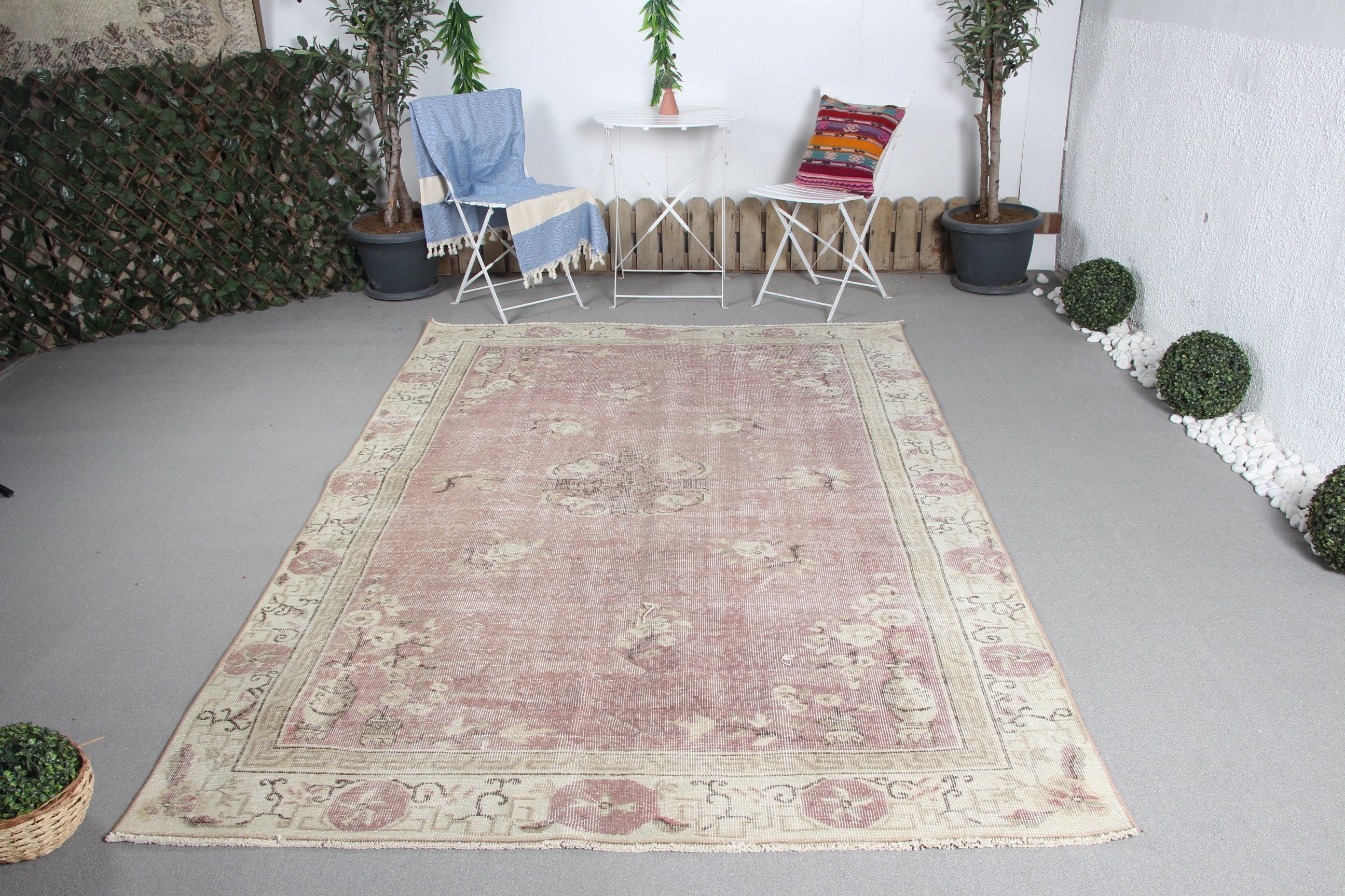 Mor Ev Dekor Halıları, Yatak Odası Halıları, Anadolu Halısı, Yemek Odası Halıları, Türk Halısı, 5.8x8.9 ft Büyük Halı, Oryantal Halı, Vintage Halı