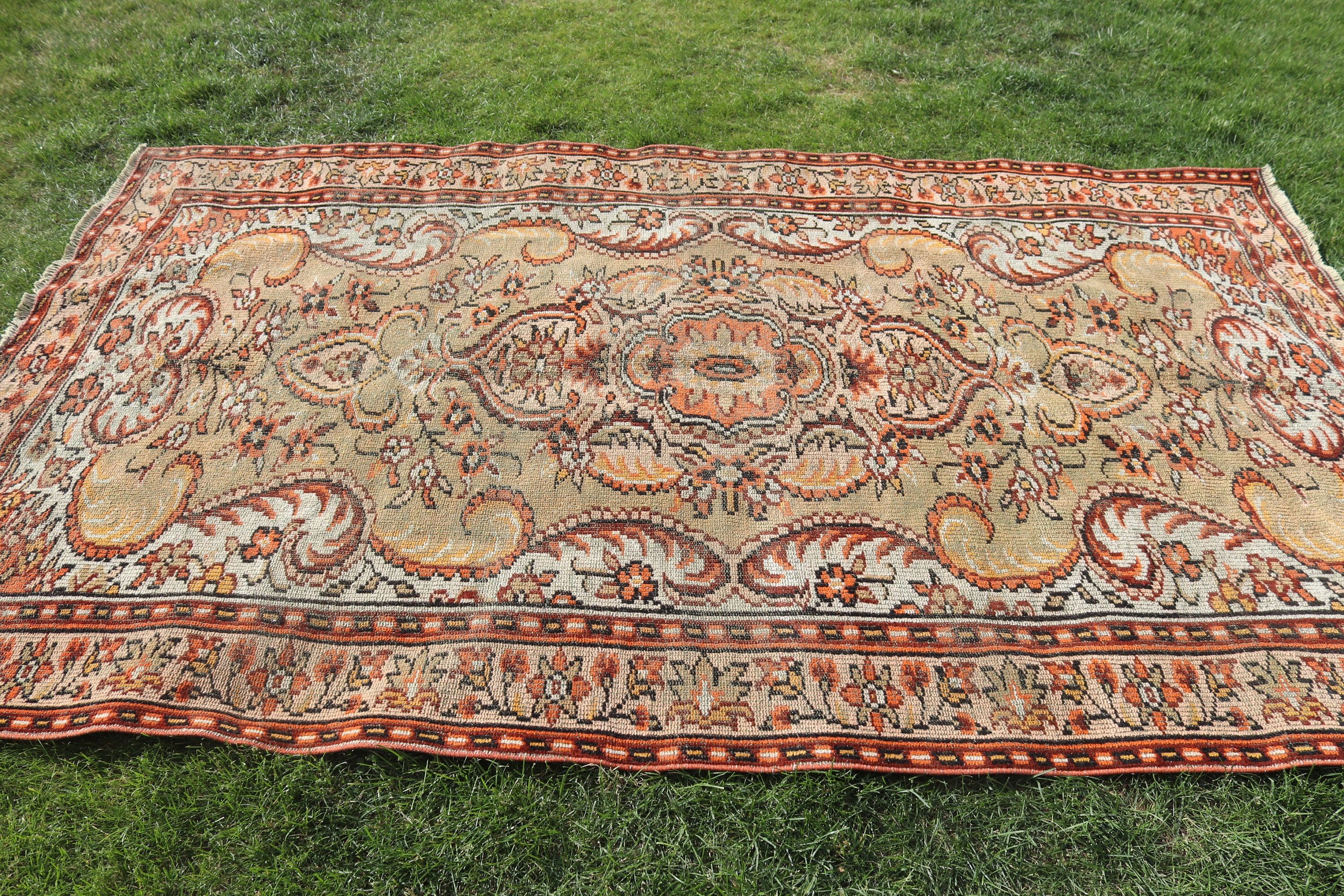 Bedroom Rug, Vintage Rugs, Modern Rug, Large Oushak Rugs, Turkish Rugs, 5.6x9.1 ft Large Rugs, Rugs for Salon, Beige Boho Rug, Oushak Rug