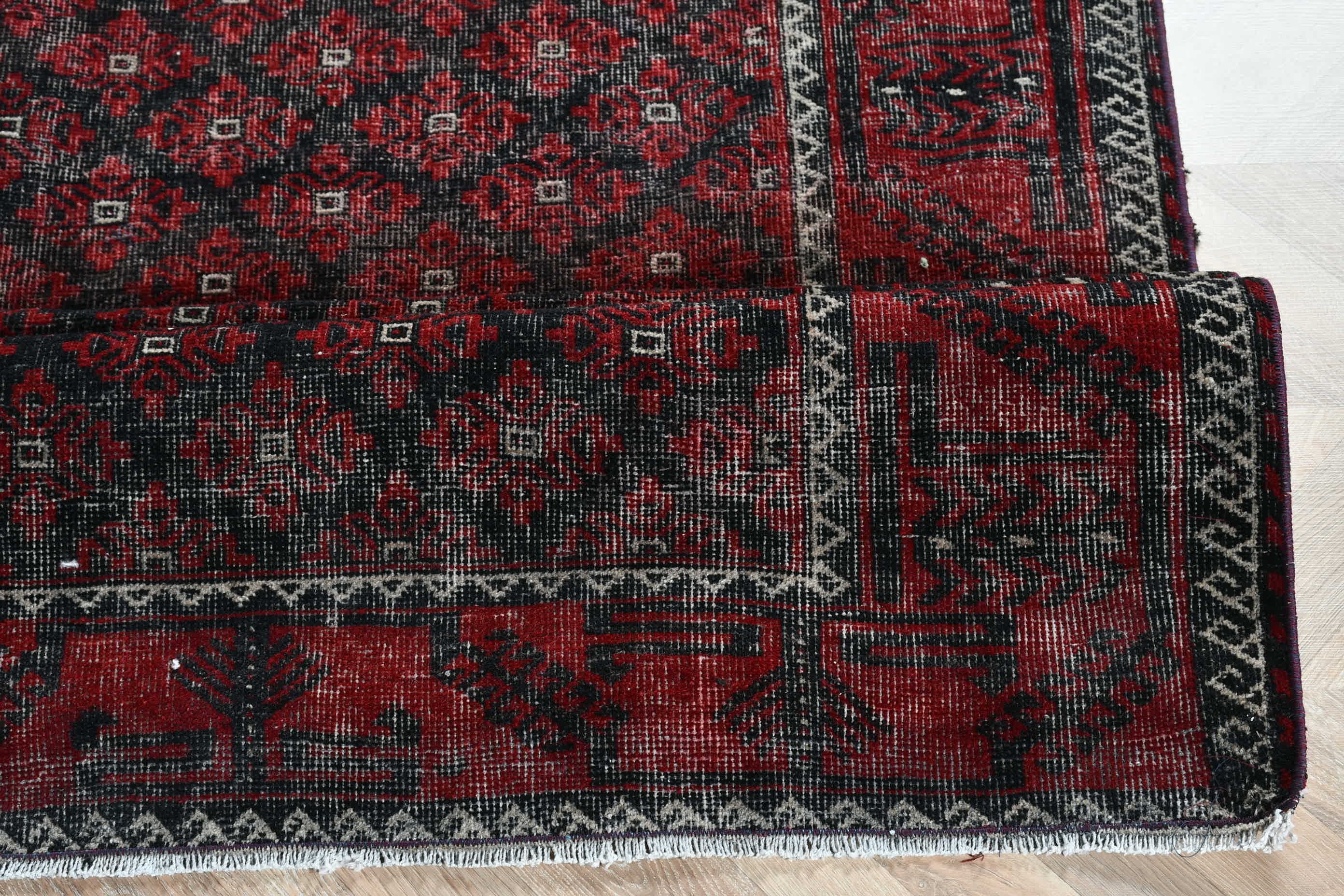 Oushak Rug, Aztec Rugs, Vintage Rugs, Turkish Rug, Red Antique Rugs, Hallway Rugs, Rugs for Hallway, Moroccan Rug, 3x11.2 ft Runner Rug