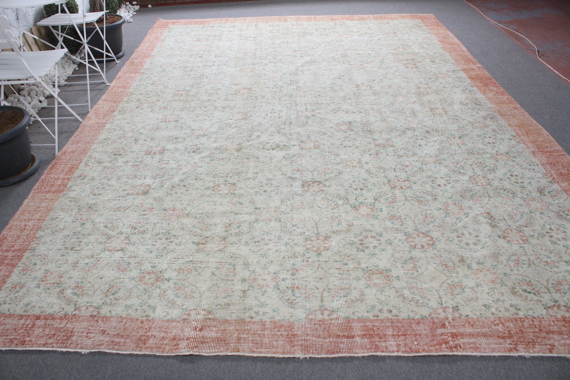 Vintage Rugs, Orange Anatolian Rugs, Bedroom Rug, Oushak Rugs, Saloon Rug, Salon Rug, Outdoor Rug, 9.2x12.6 ft Oversize Rug, Turkish Rug