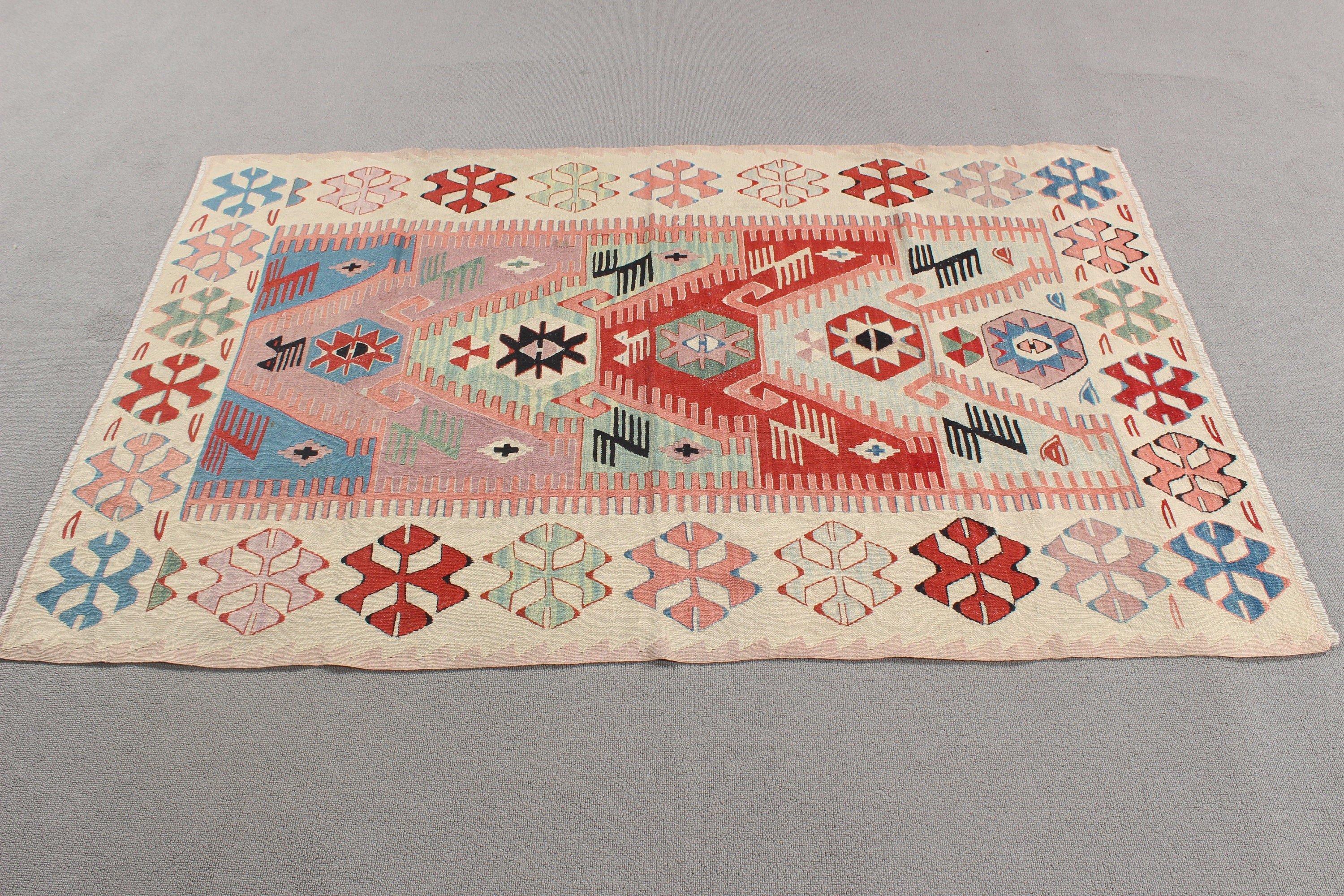 Boho Halılar, Kilim, Giriş Halısı, Vintage Halı, Yatak Odası Halıları, Sarı 3.5x5.4 ft Accent Halı, Türk Halıları, Açıklama Halısı