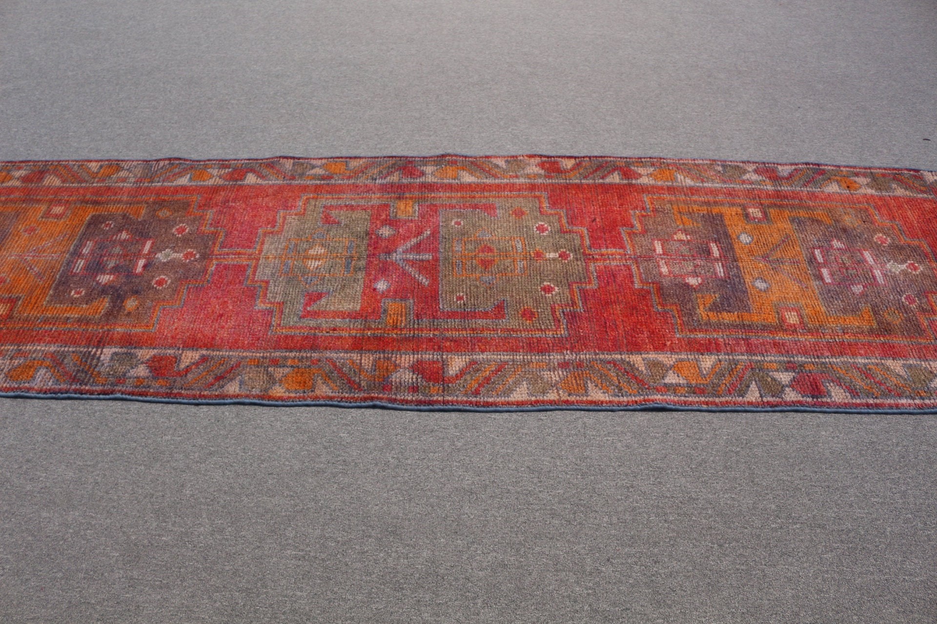 Rugs for Runner, Antique Rugs, Red Wool Rug, Turkish Rug, Eclectic Rug, Kitchen Rug, Vintage Rugs, 2.9x10.6 ft Runner Rug, Hallway Rug