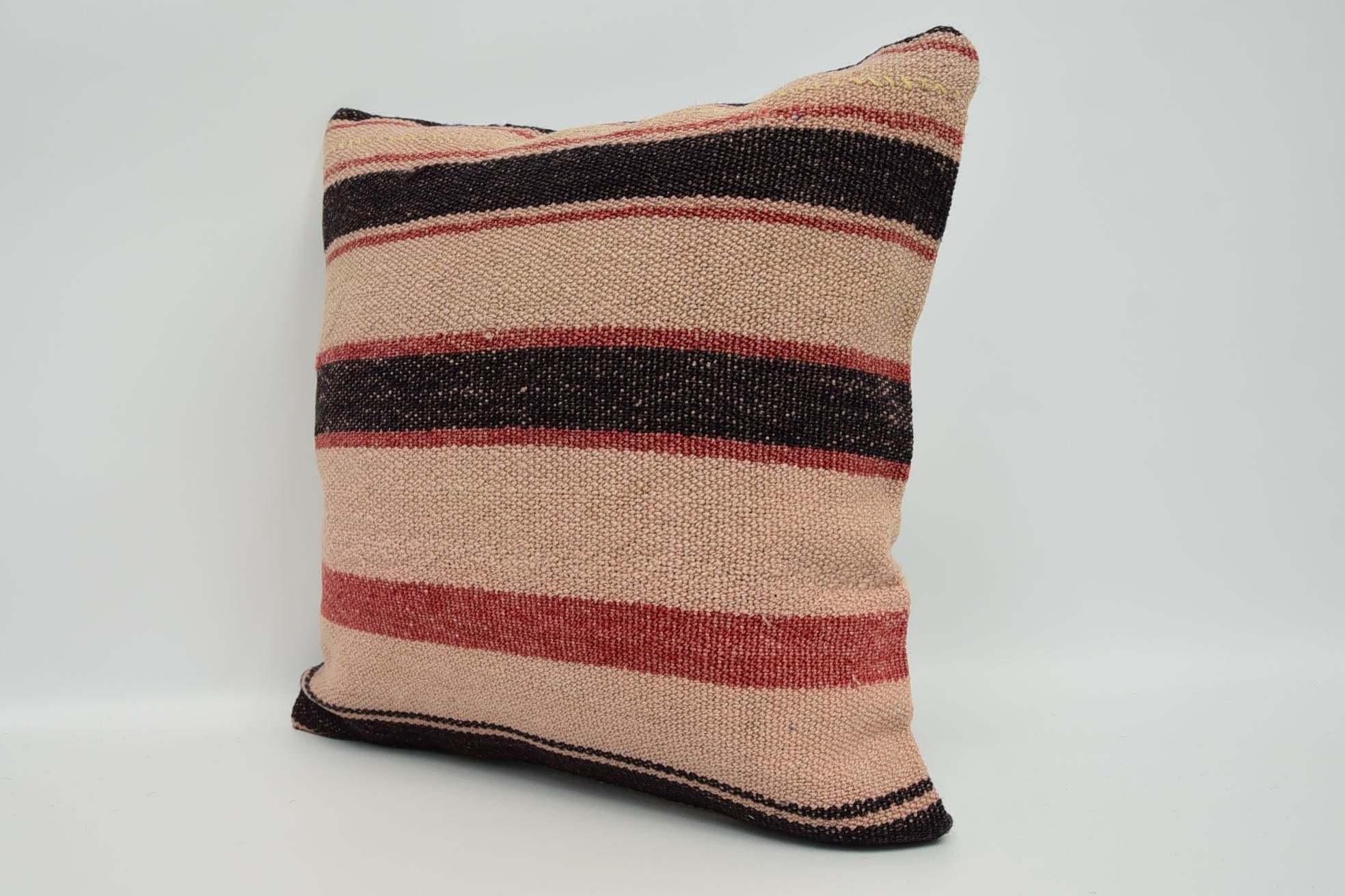 Türk Kilim Yastık, Pastel Yastık Kılıfı, Vintage Kilim Yastık, 18"x18" Bej Yastık Kılıfı, Vintage Kırlent Kılıfı, Türk Yastık