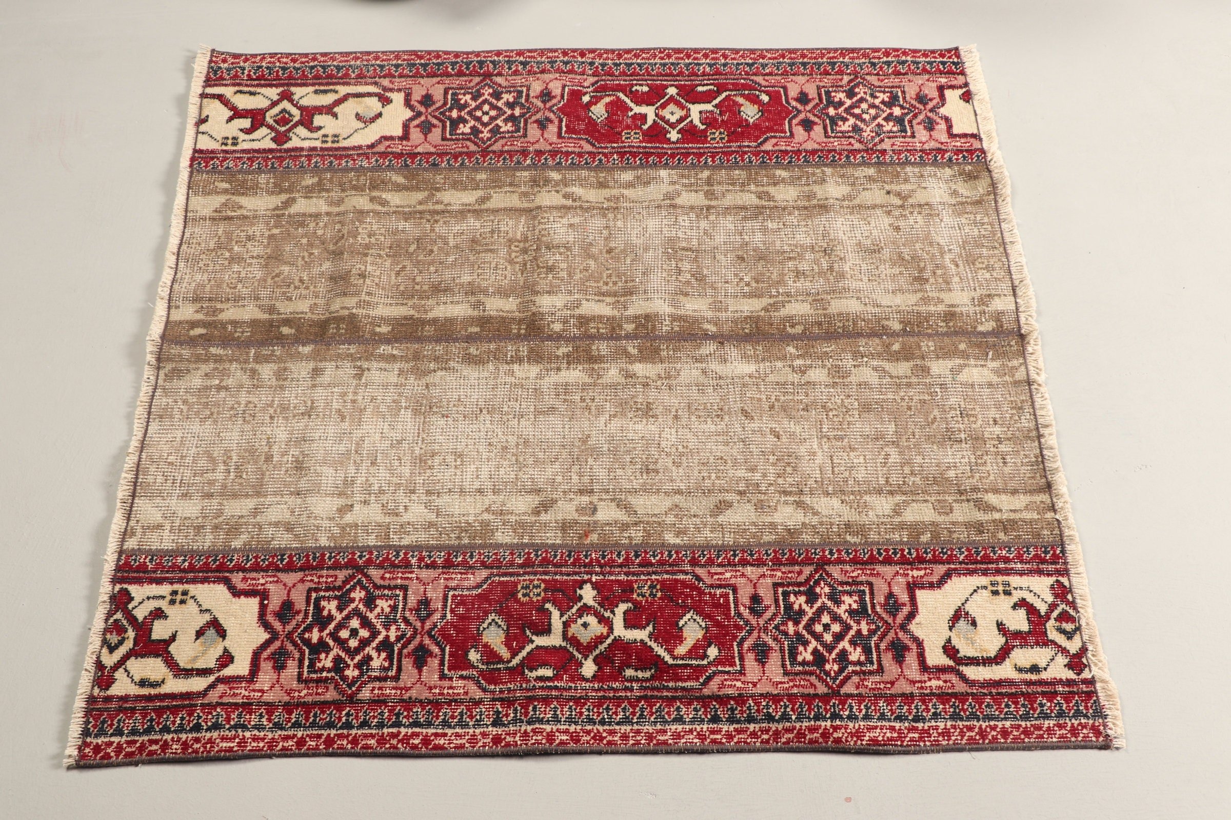 Antique Rug, Wall Hanging Rugs, Vintage Rugs, Red Home Decor Rug, Turkish Rug, Oriental Rug, Bath Rugs, Art Rugs, 3.4x3.6 ft Small Rugs