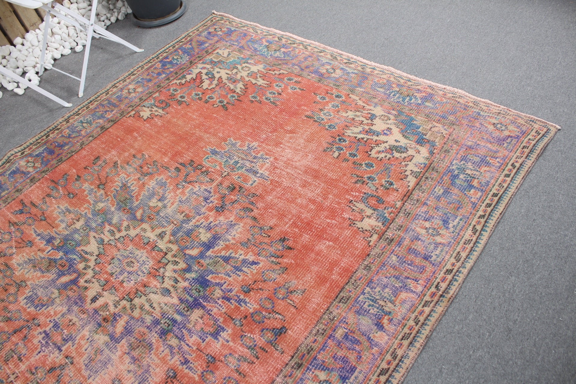 Vintage Rug, Turkish Rug, Dining Room Rugs, Retro Rug, 5.9x9 ft Large Rugs, Oriental Rug, Antique Rug, Bedroom Rugs, Red Oushak Rugs