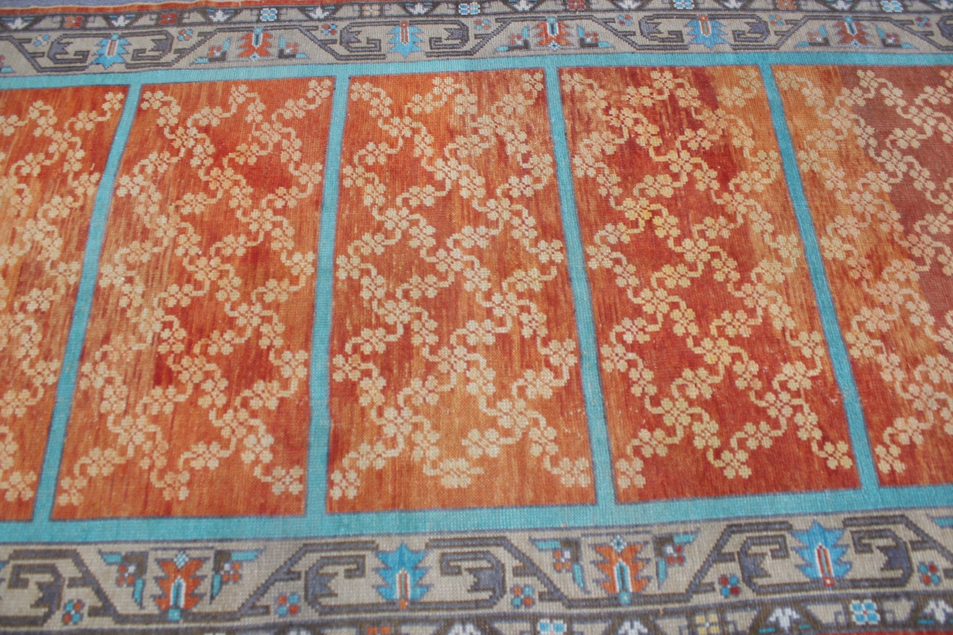 Antika Halı, Türk Halıları, 4.6x15.3 ft Yolluk Halıları, Koridor Halıları, Ofis Halıları, Turuncu Soğuk Halı, Merdiven Halısı, Vintage Halı