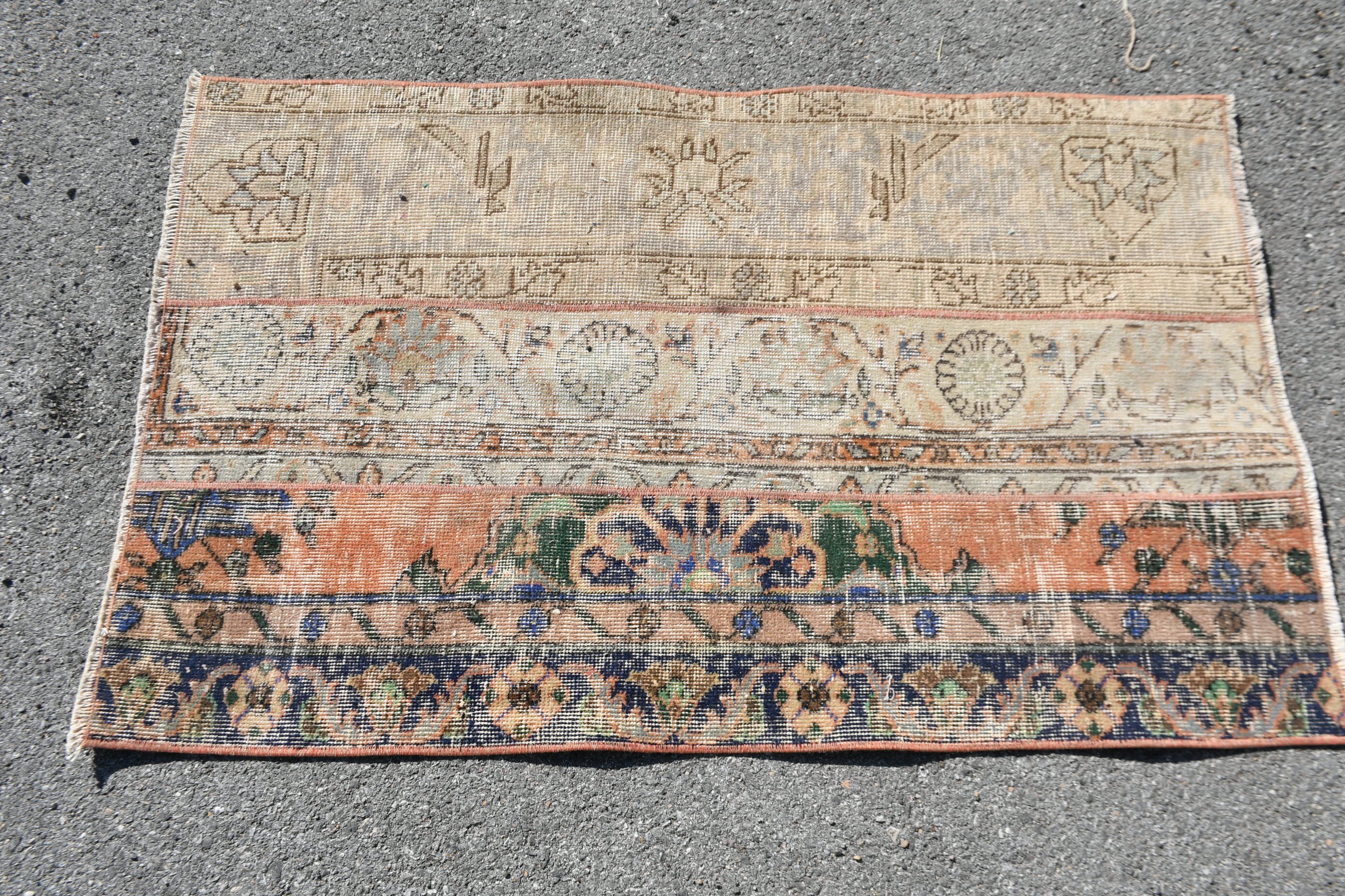 2.5x4 ft Small Rugs, Old Rug, Car Mat Rug, Kitchen Rugs, Turkish Rug, Vintage Rug, Rugs for Nursery, Anatolian Rugs, Orange Home Decor Rugs